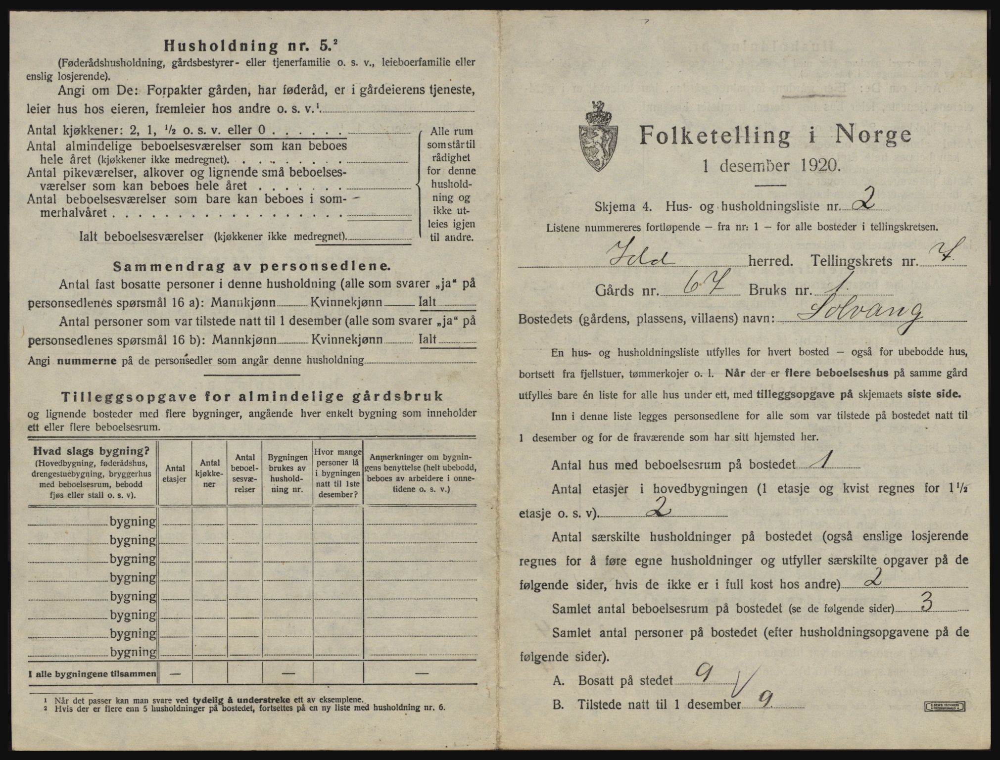 SAO, 1920 census for Idd, 1920, p. 1032