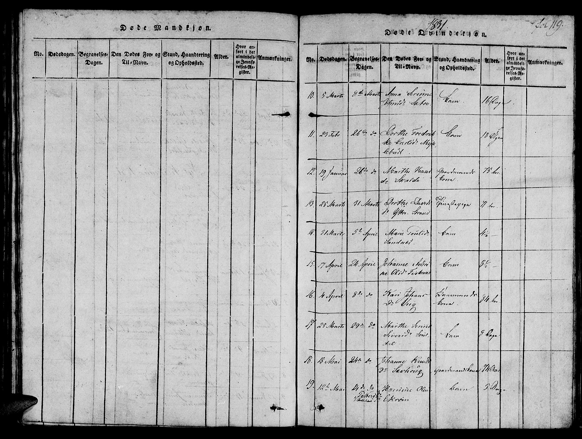 Ministerialprotokoller, klokkerbøker og fødselsregistre - Møre og Romsdal, AV/SAT-A-1454/501/L0004: Parish register (official) no. 501A04, 1816-1831, p. 119