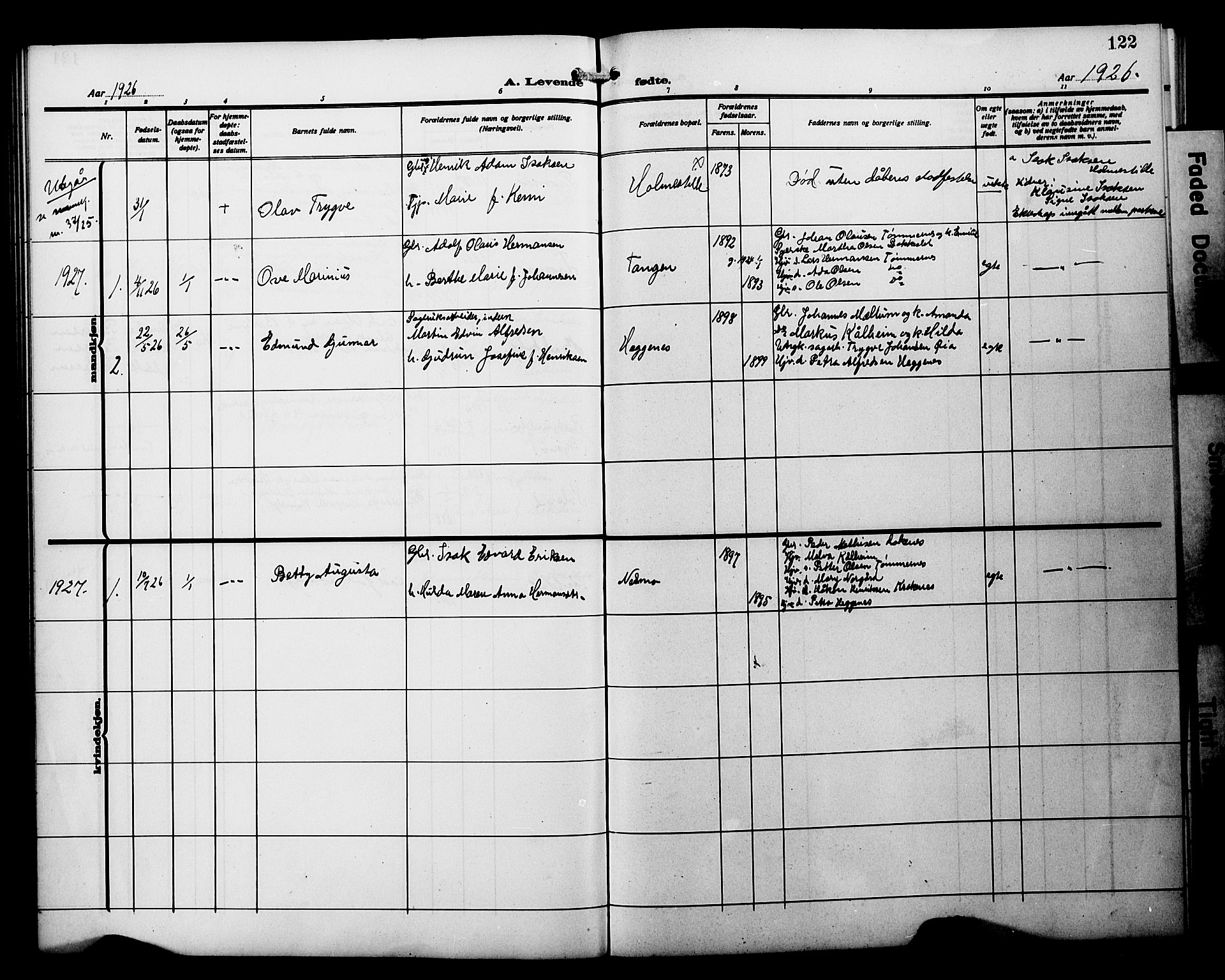 Skjervøy sokneprestkontor, SATØ/S-1300/H/Ha/Hab/L0022klokker: Parish register (copy) no. 22, 1910-1926, p. 122