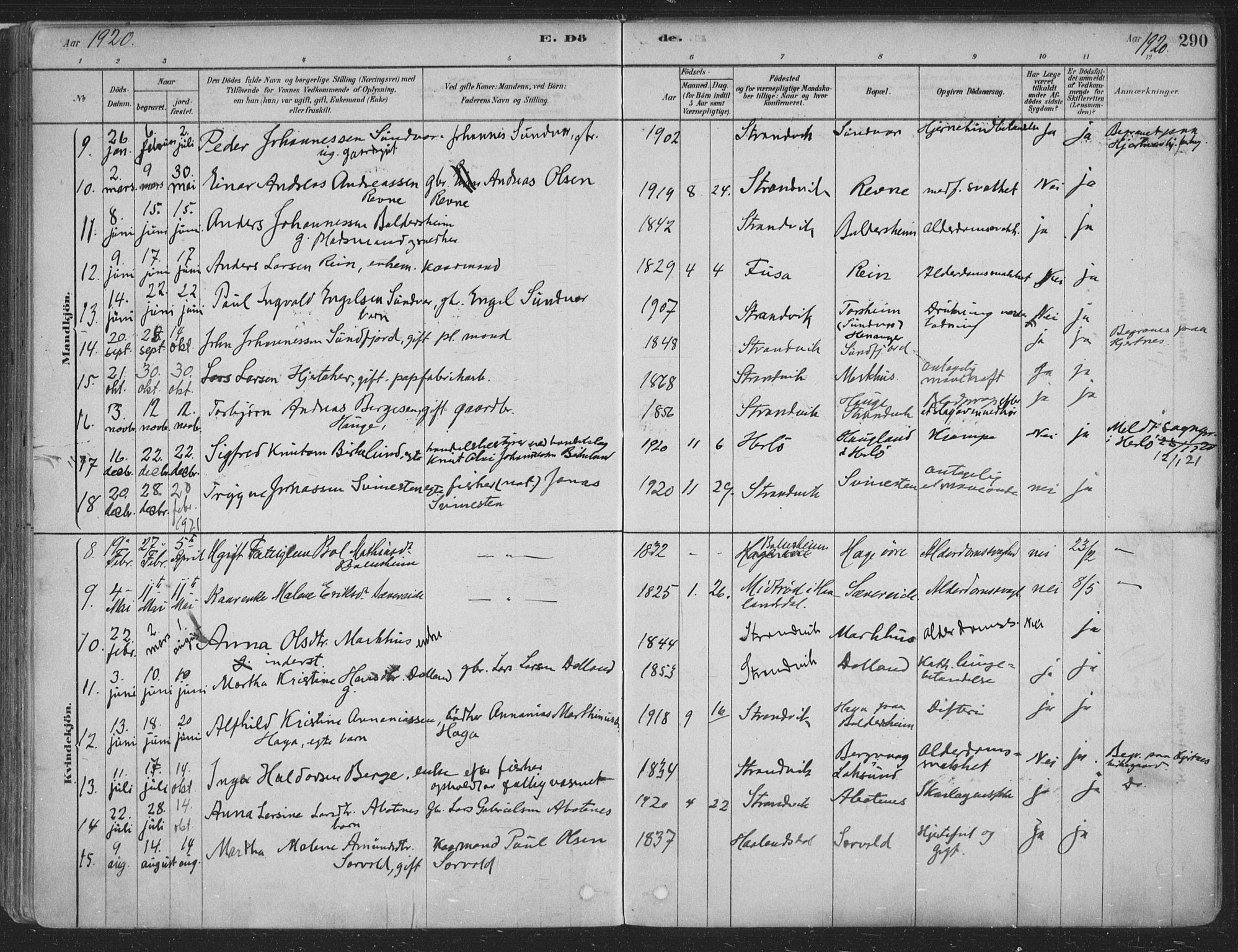 Fusa sokneprestembete, SAB/A-75401/H/Haa: Parish register (official) no. D 1, 1880-1938, p. 290