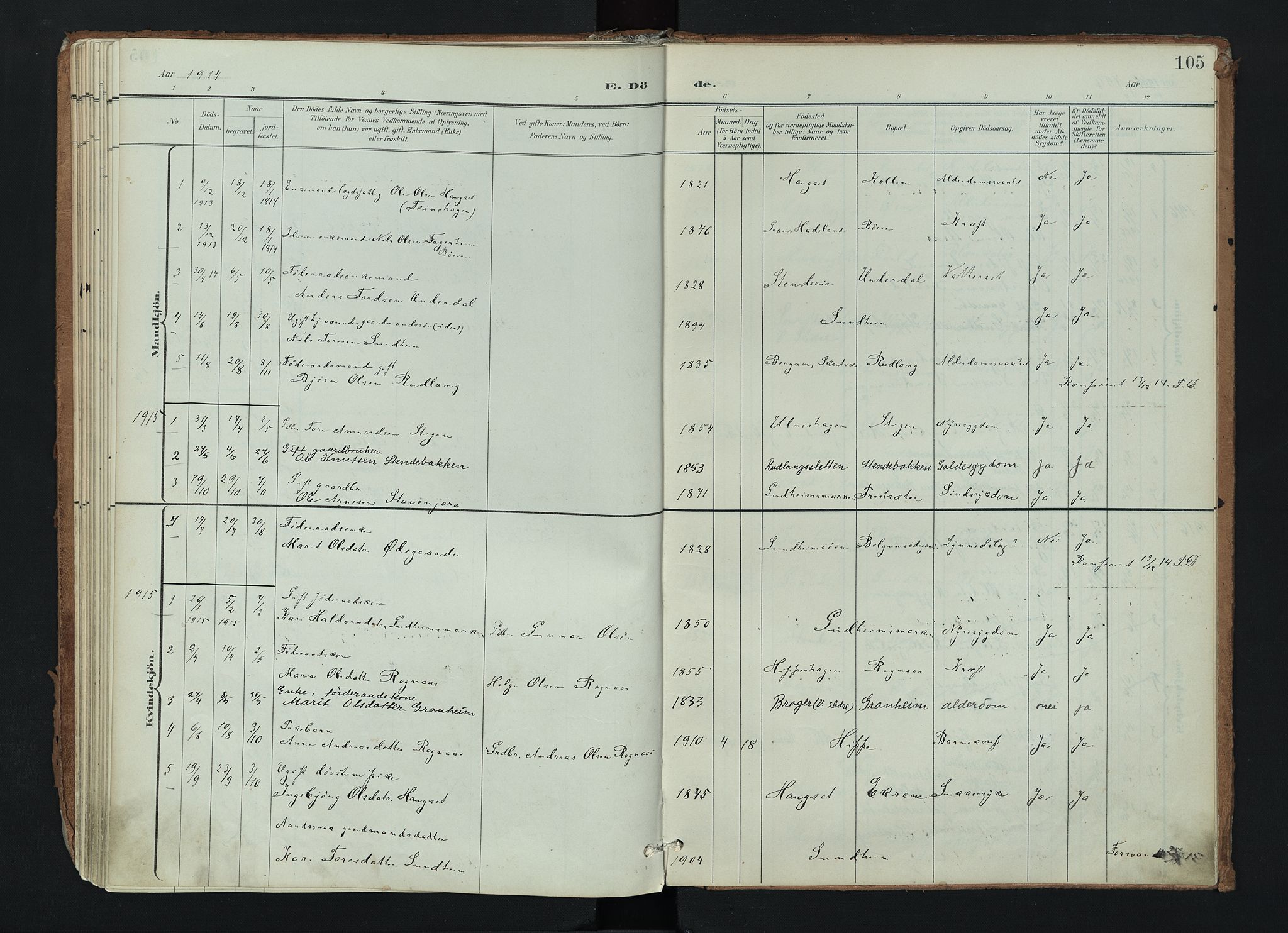 Nord-Aurdal prestekontor, SAH/PREST-132/H/Ha/Haa/L0017: Parish register (official) no. 17, 1897-1926, p. 105