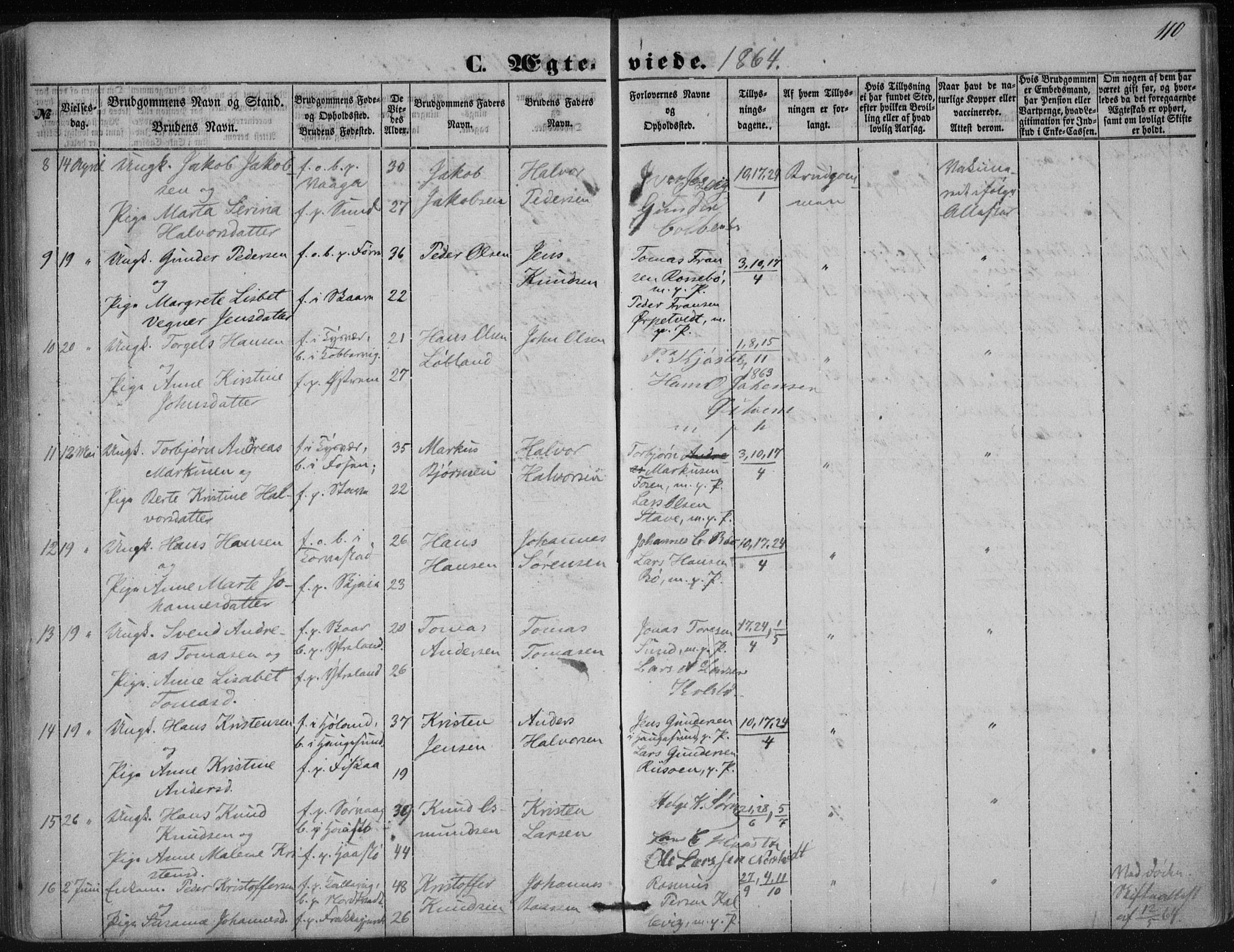 Avaldsnes sokneprestkontor, AV/SAST-A -101851/H/Ha/Haa/L0009: Parish register (official) no. A 9, 1853-1865, p. 110