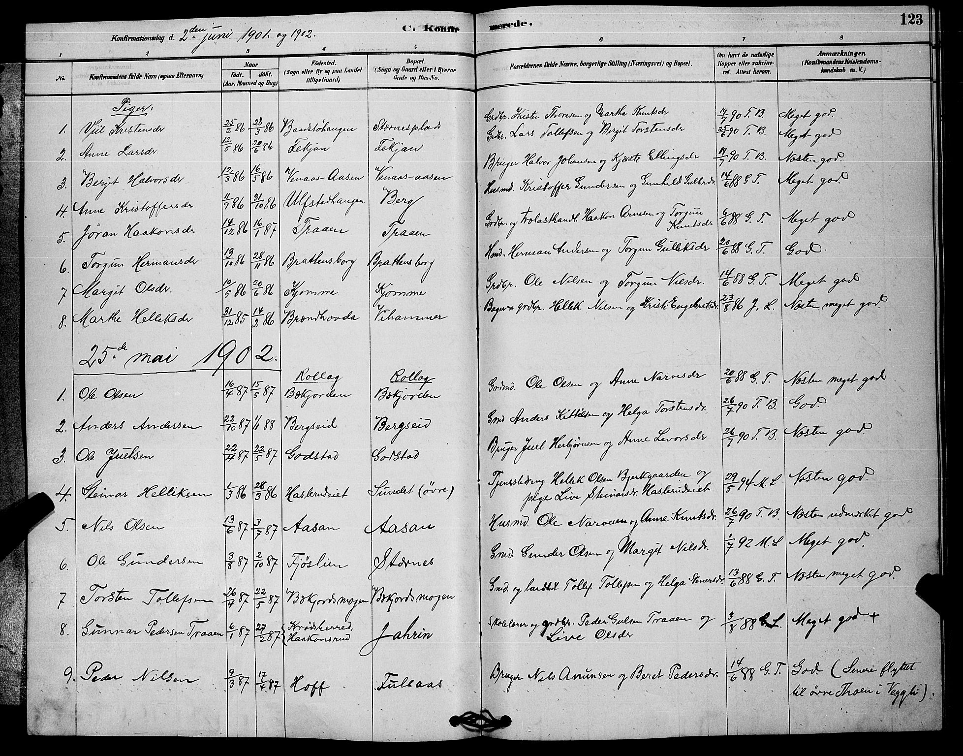 Rollag kirkebøker, SAKO/A-240/G/Ga/L0004: Parish register (copy) no. I 4, 1878-1903, p. 123