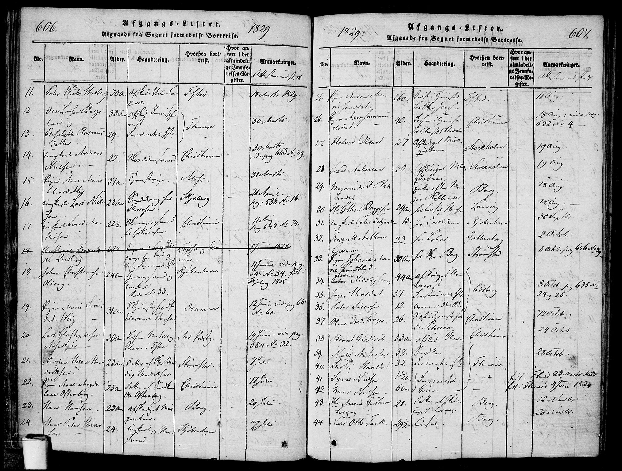 Halden prestekontor Kirkebøker, SAO/A-10909/F/Fa/L0003: Parish register (official) no. I 3, 1815-1834, p. 606-607