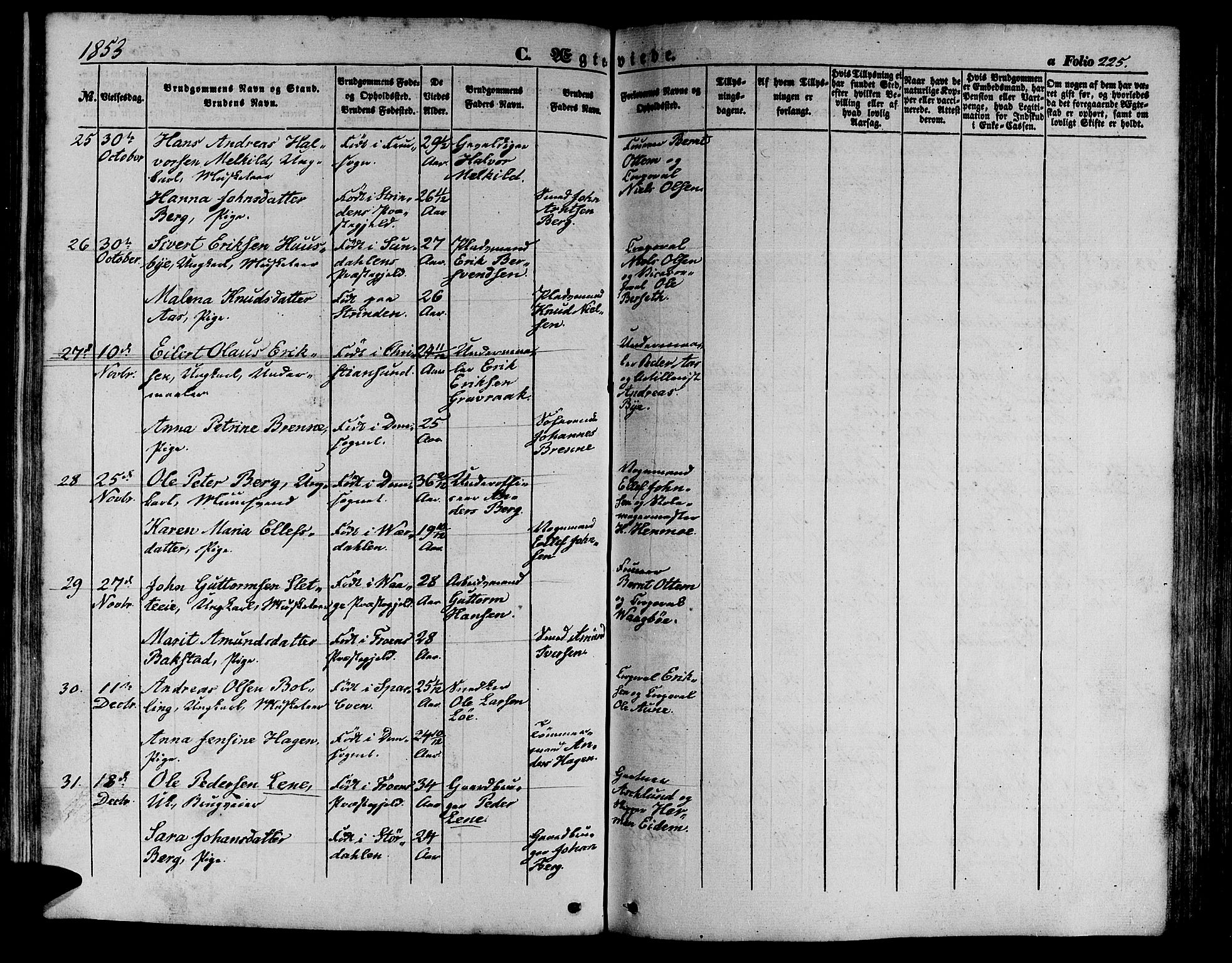 Ministerialprotokoller, klokkerbøker og fødselsregistre - Sør-Trøndelag, AV/SAT-A-1456/602/L0137: Parish register (copy) no. 602C05, 1846-1856, p. 225