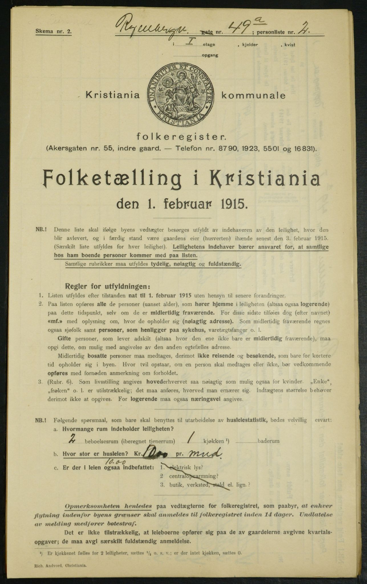 OBA, Municipal Census 1915 for Kristiania, 1915, p. 85534