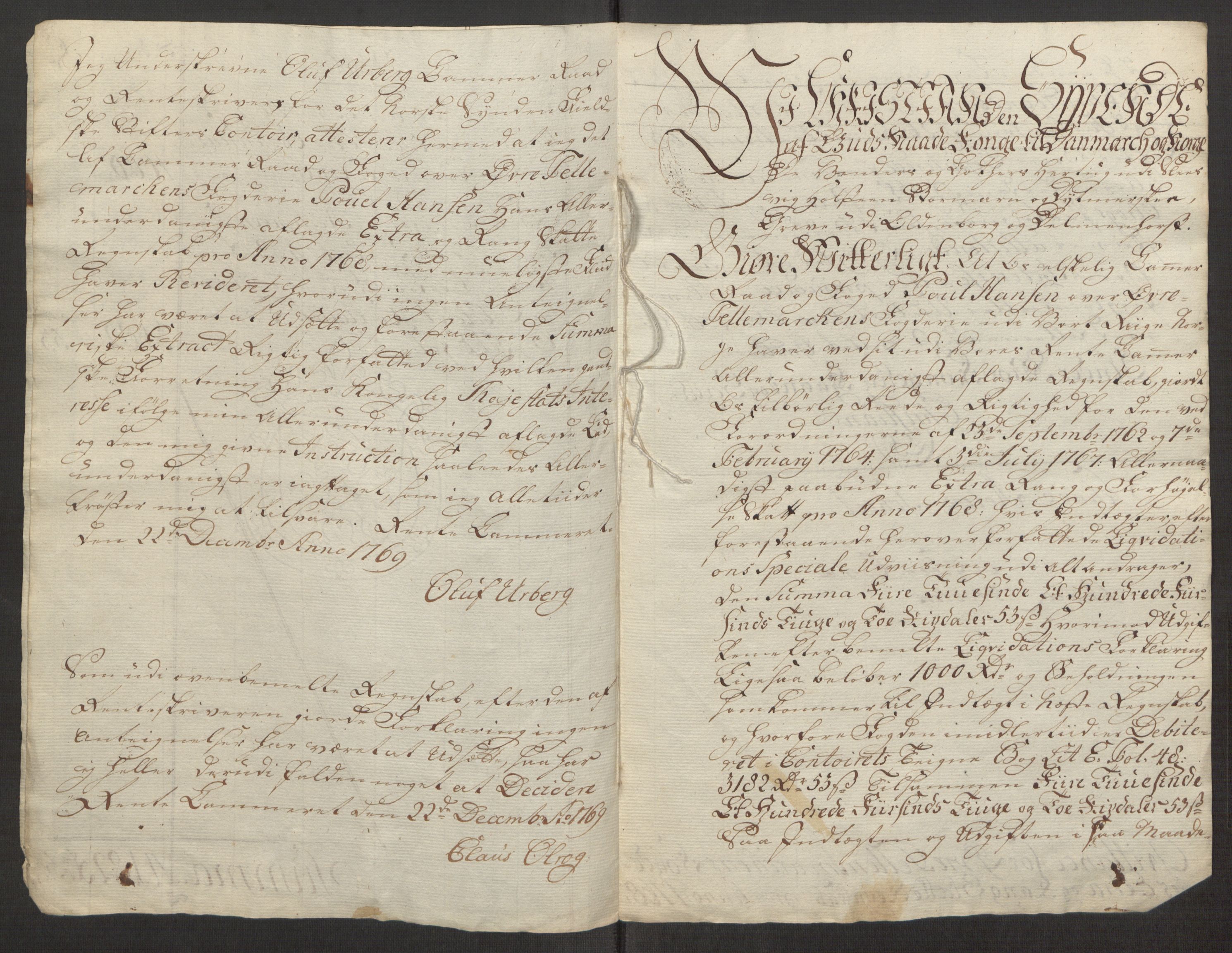 Rentekammeret inntil 1814, Reviderte regnskaper, Fogderegnskap, AV/RA-EA-4092/R38/L2293: Ekstraskatten Øvre Telemark, 1762-1770, p. 107