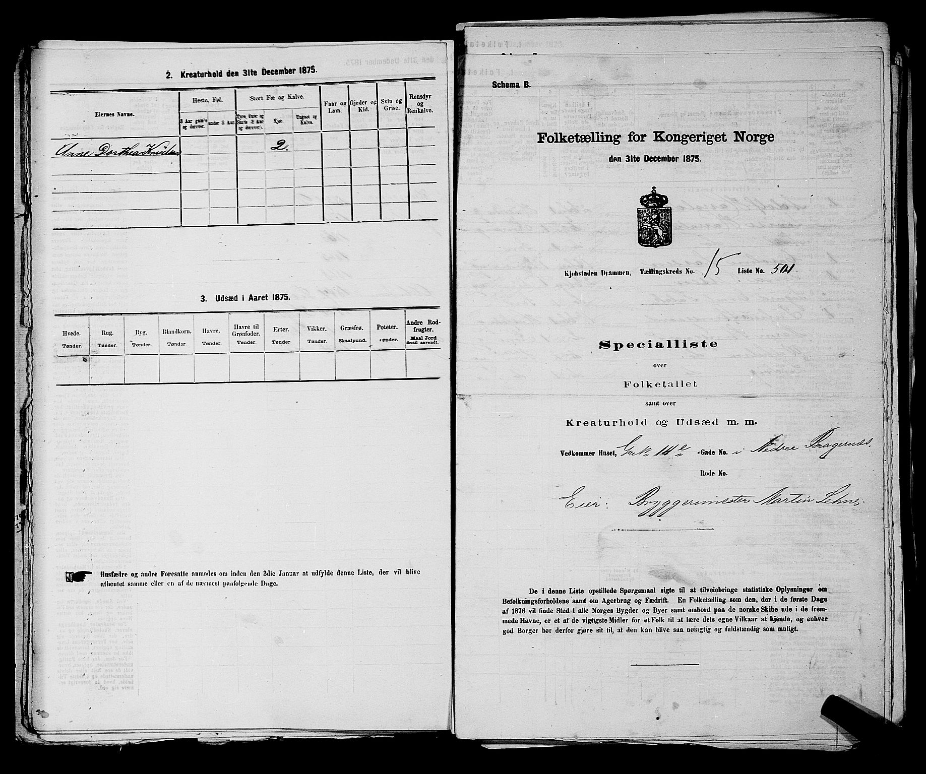SAKO, 1875 census for 0602 Drammen, 1875, p. 1639