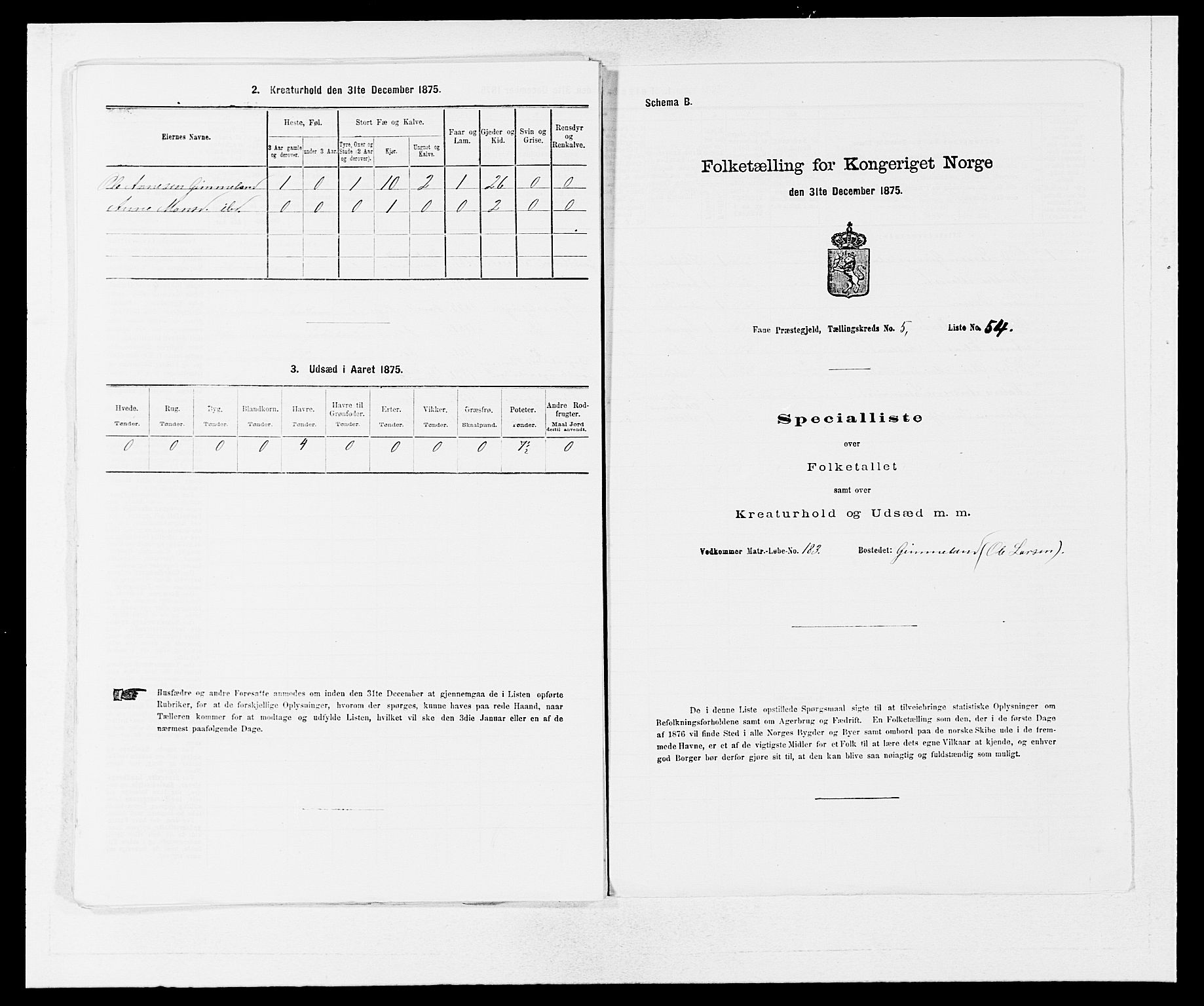 SAB, 1875 census for 1249P Fana, 1875, p. 672