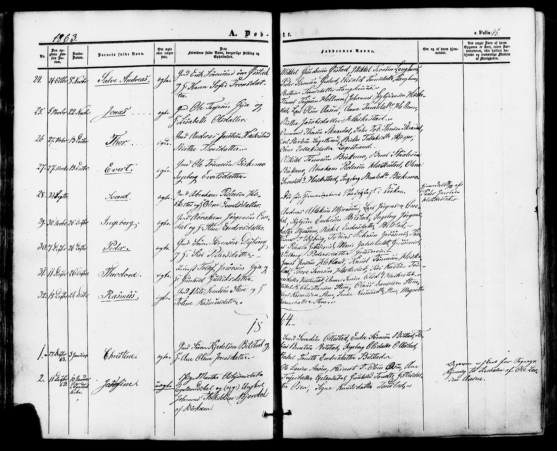 Lund sokneprestkontor, AV/SAST-A-101809/S06/L0010: Parish register (official) no. A 9, 1854-1886, p. 45