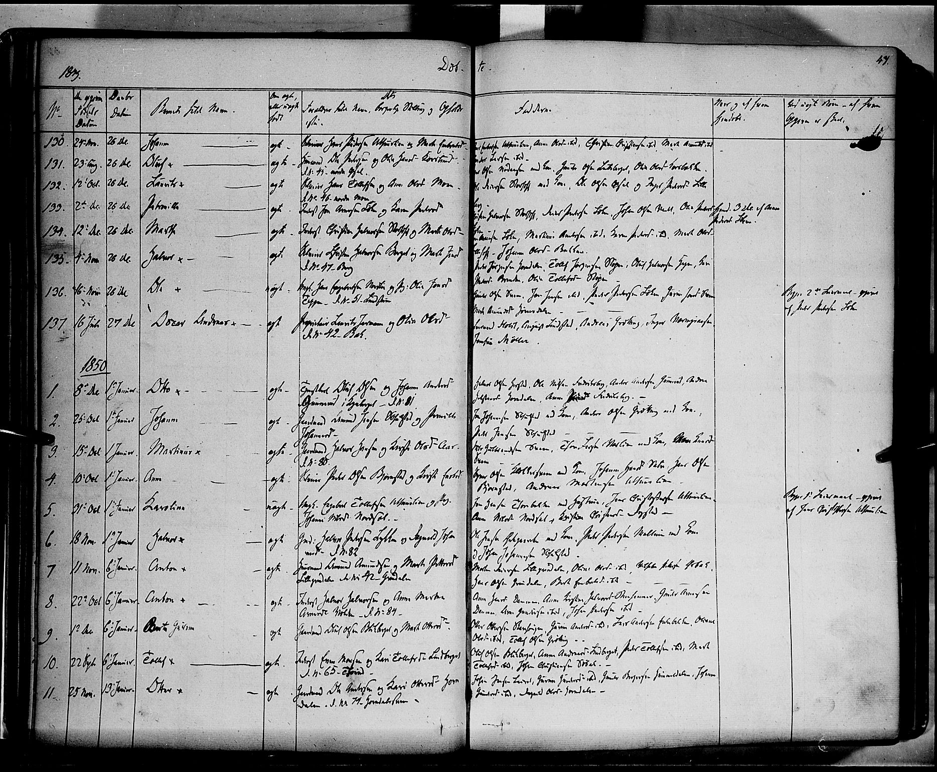Elverum prestekontor, SAH/PREST-044/H/Ha/Haa/L0009: Parish register (official) no. 9, 1843-1856, p. 47