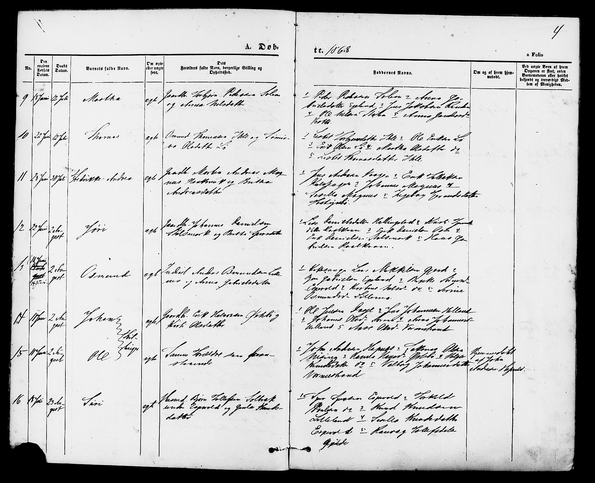 Vikedal sokneprestkontor, AV/SAST-A-101840/01/IV: Parish register (official) no. A 7, 1868-1883, p. 4