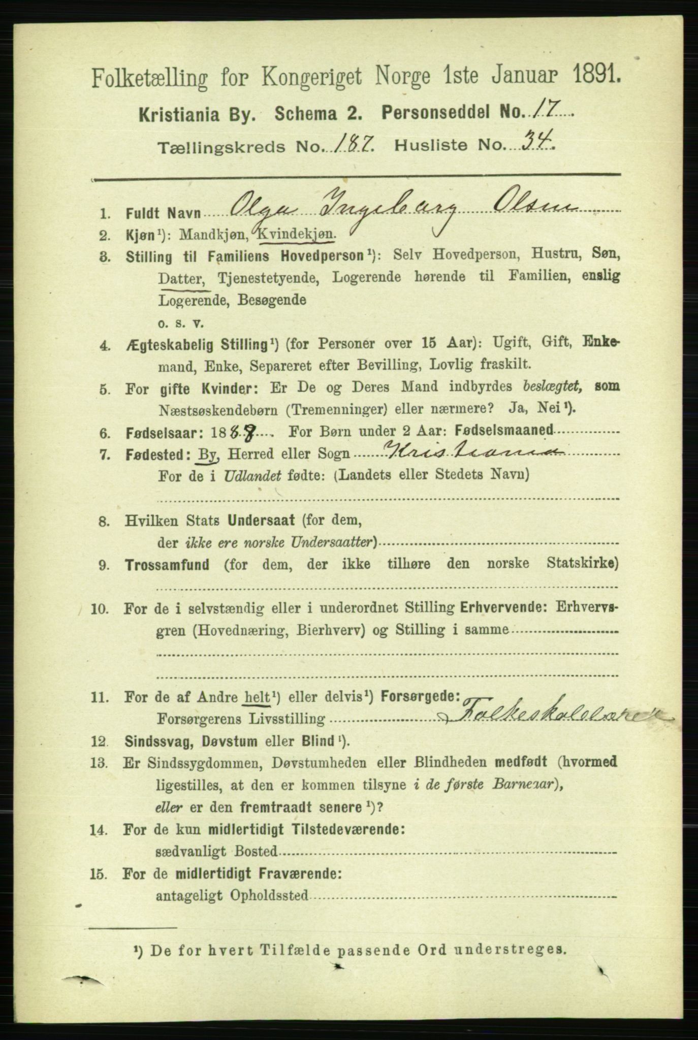 RA, 1891 census for 0301 Kristiania, 1891, p. 112518