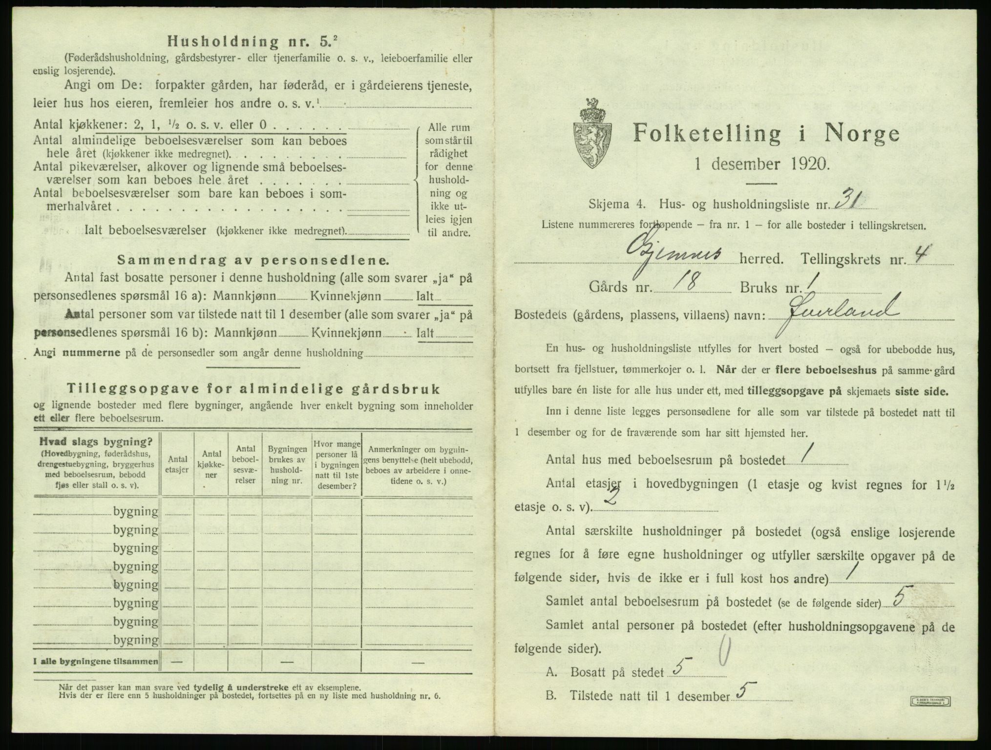 SAT, 1920 census for Gjemnes, 1920, p. 318