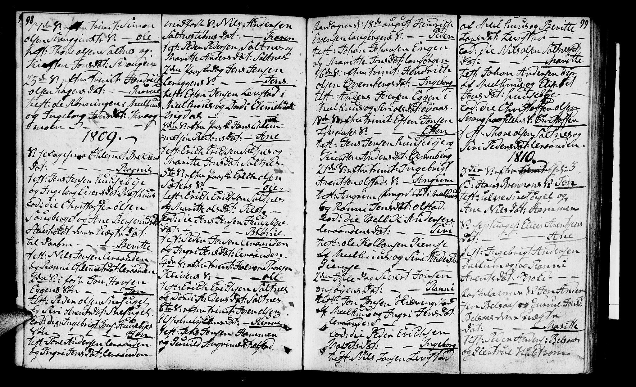 Ministerialprotokoller, klokkerbøker og fødselsregistre - Sør-Trøndelag, SAT/A-1456/666/L0785: Parish register (official) no. 666A03, 1803-1816, p. 98-99