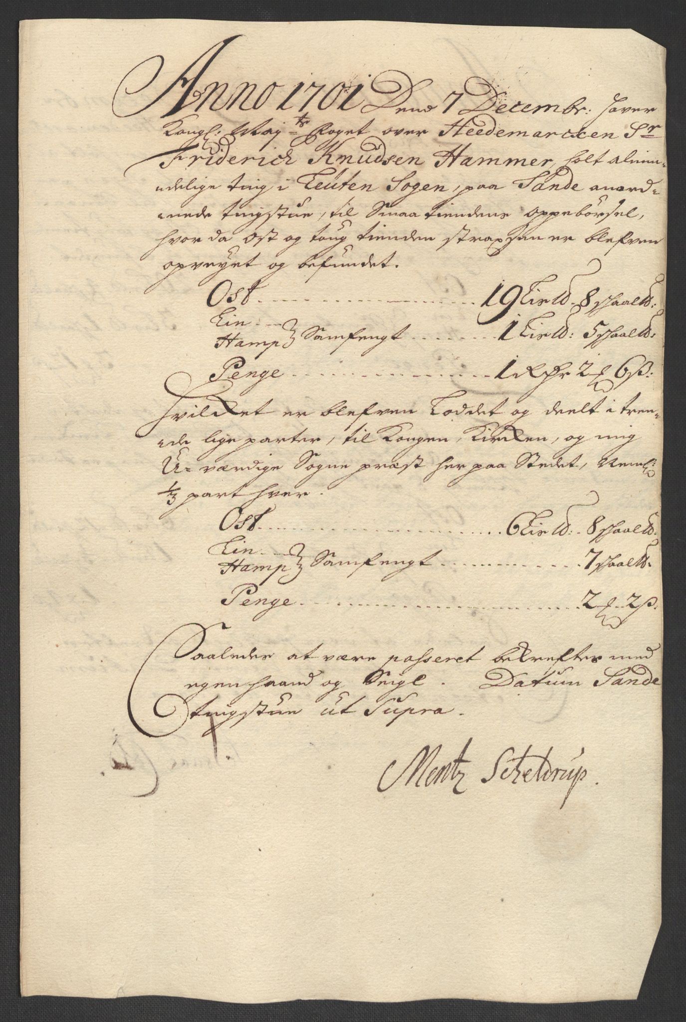 Rentekammeret inntil 1814, Reviderte regnskaper, Fogderegnskap, AV/RA-EA-4092/R16/L1040: Fogderegnskap Hedmark, 1701-1702, p. 66