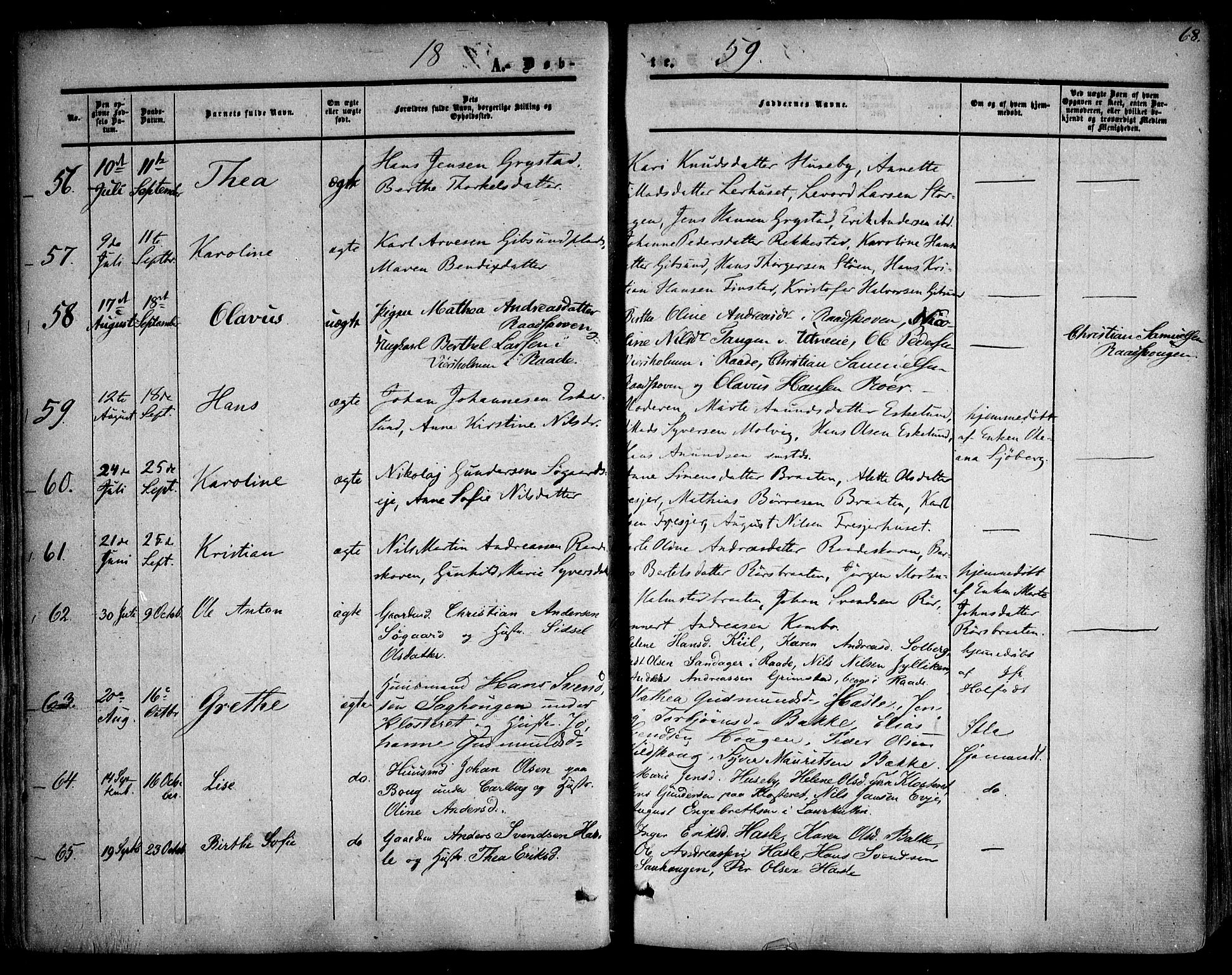 Rygge prestekontor Kirkebøker, SAO/A-10084b/F/Fa/L0005: Parish register (official) no. 5, 1852-1871, p. 68