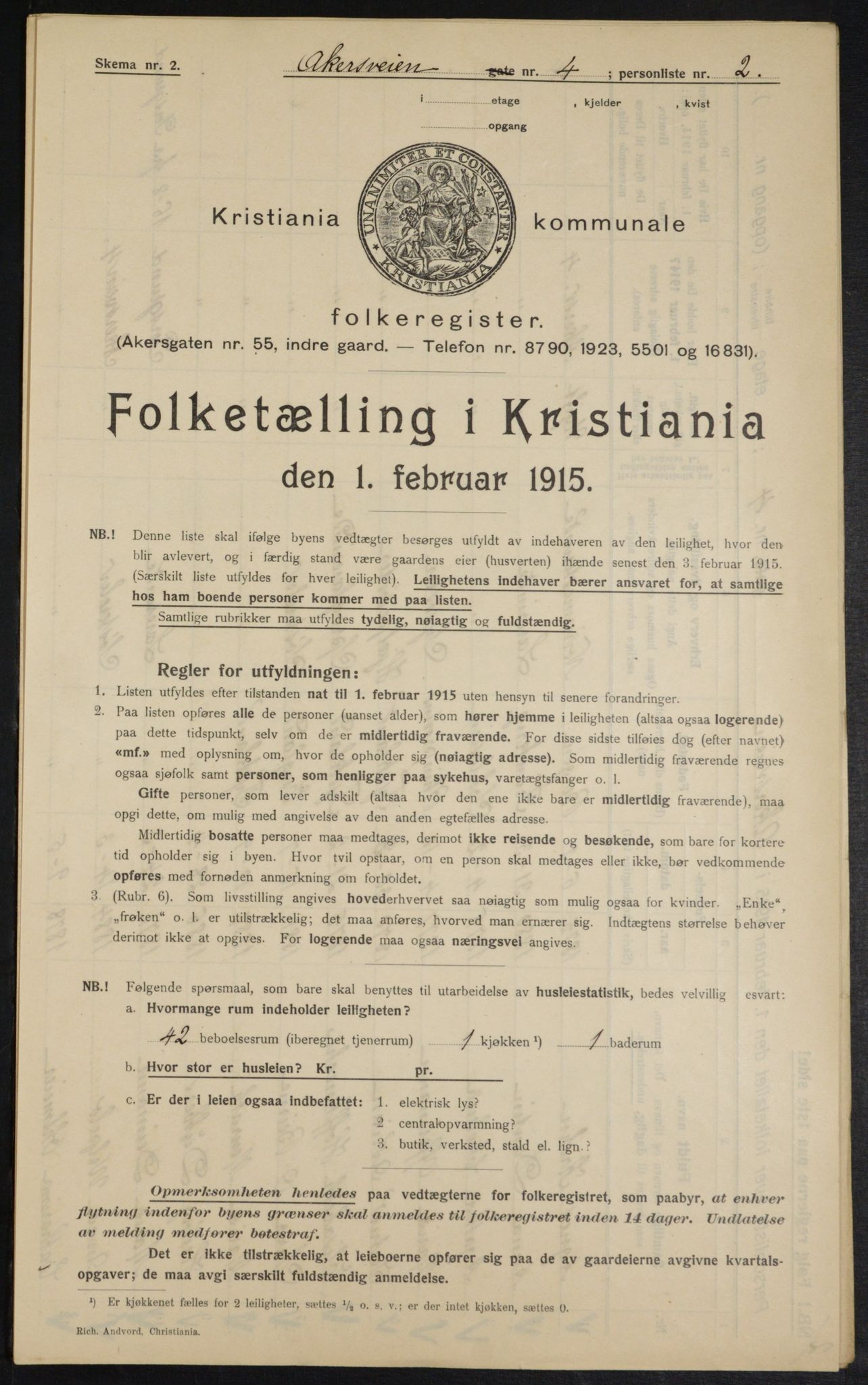 OBA, Municipal Census 1915 for Kristiania, 1915, p. 747