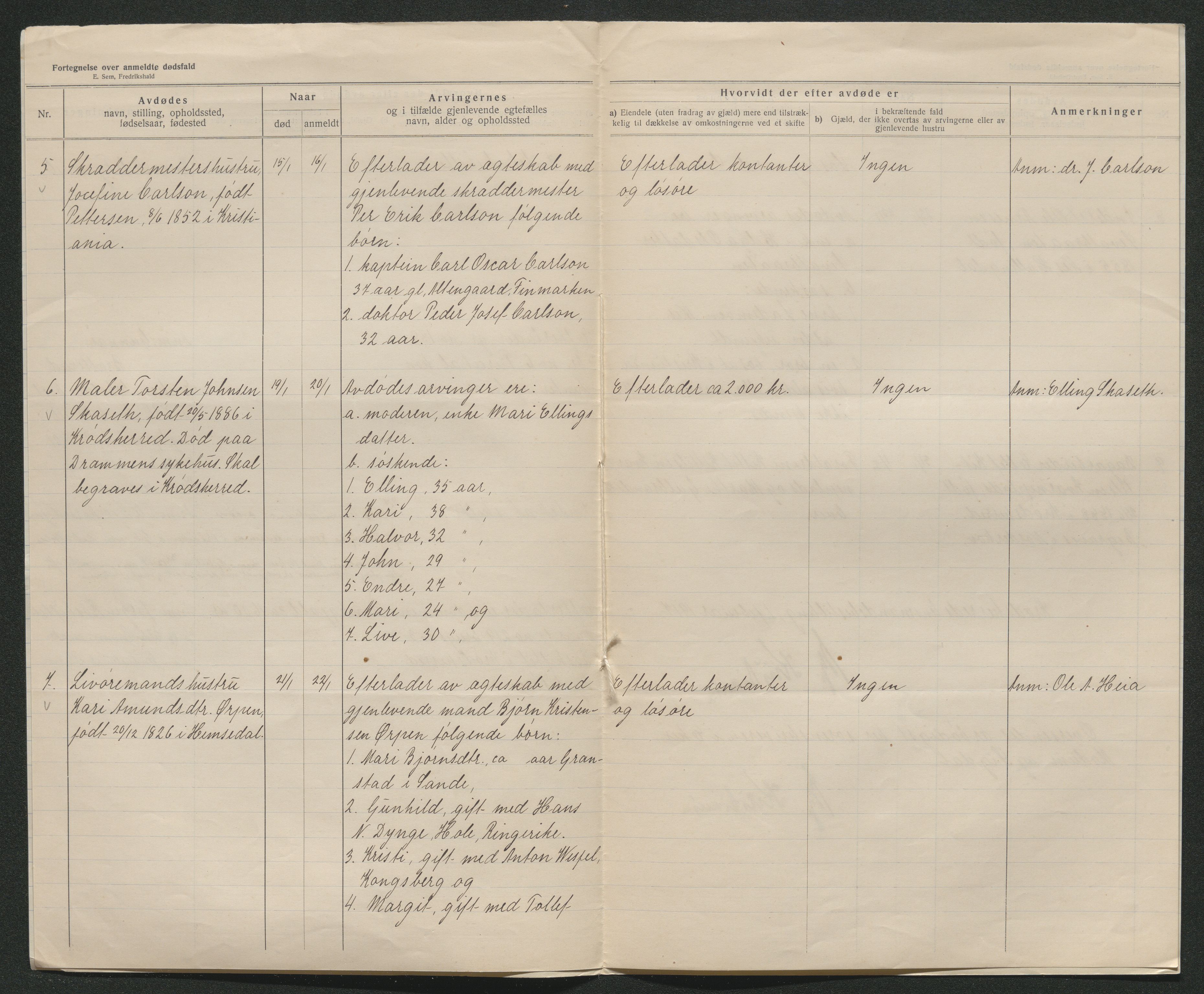 Eiker, Modum og Sigdal sorenskriveri, AV/SAKO-A-123/H/Ha/Hab/L0038: Dødsfallsmeldinger, 1916-1917, p. 857