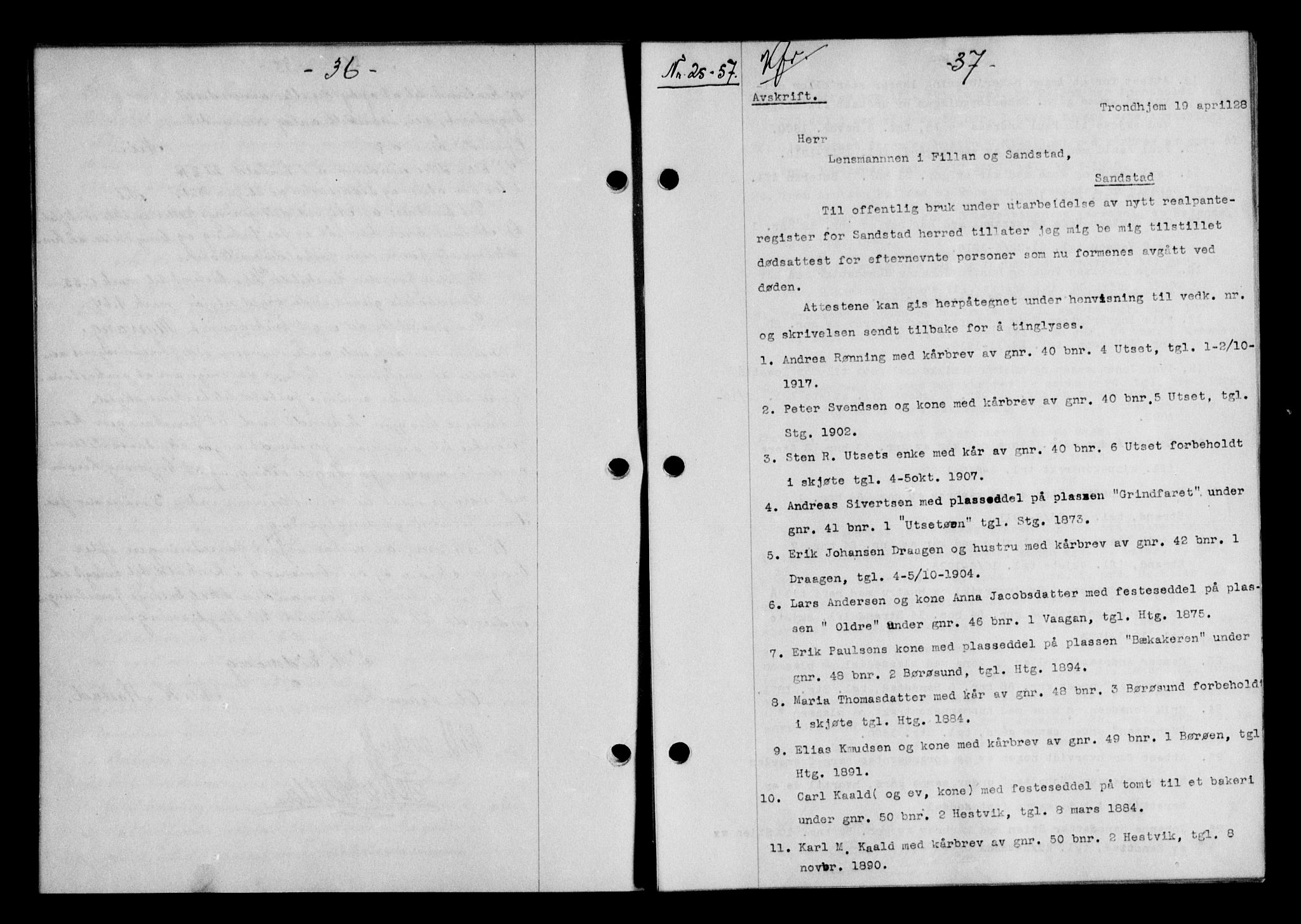 Hitra sorenskriveri, AV/SAT-A-0018/2/2C/2Ca/L0010: Mortgage book no. 10, 1928-1929, p. 36-37