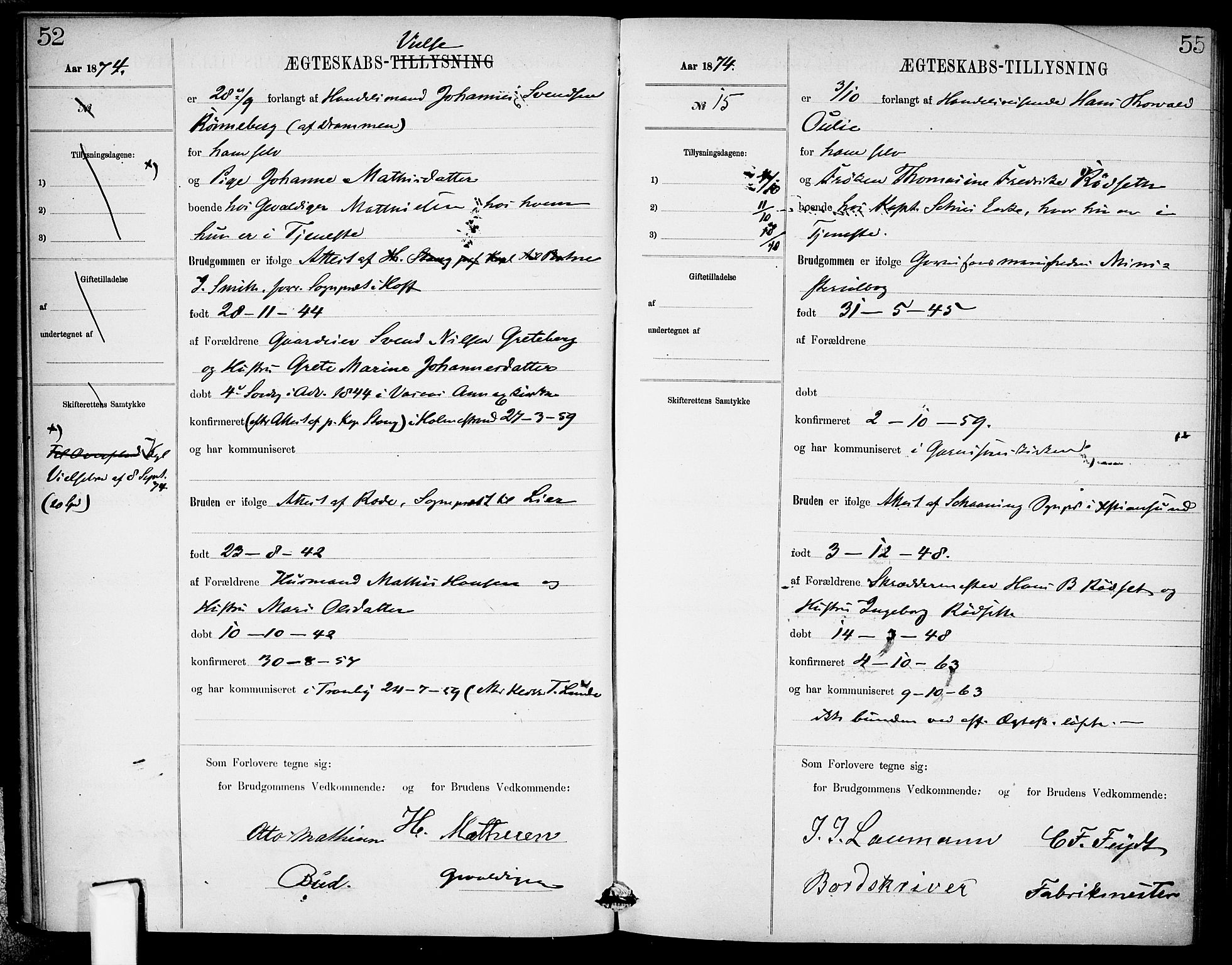 Garnisonsmenigheten Kirkebøker, AV/SAO-A-10846/H/Ha/L0007: Banns register no. I 7, 1872-1893, p. 52-53