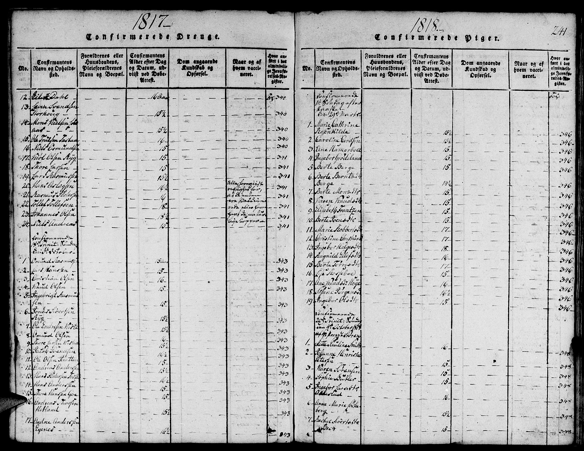 Domkirken sokneprestkontor, SAST/A-101812/001/30/30BA/L0008: Parish register (official) no. A 8, 1816-1821, p. 241