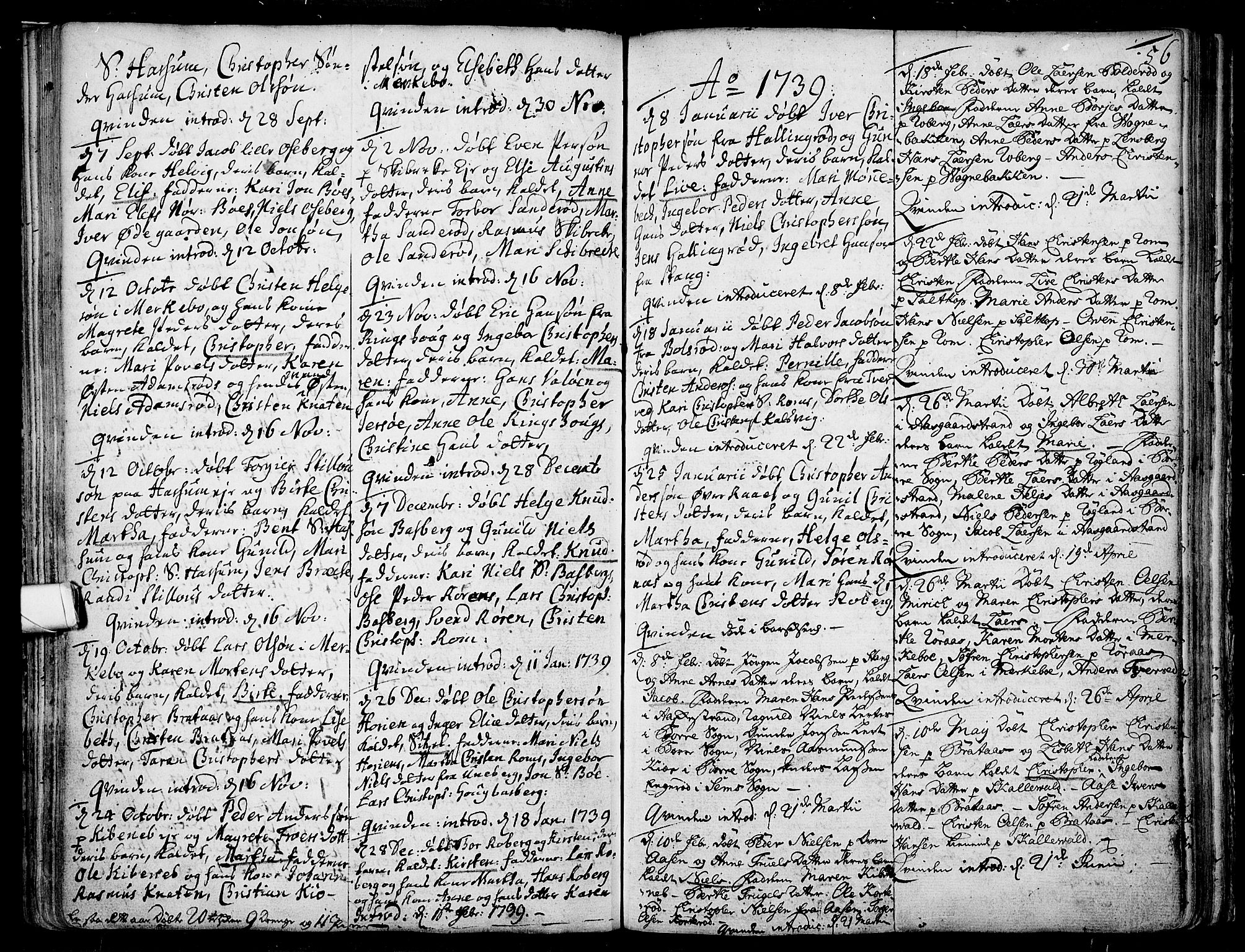 Sem kirkebøker, SAKO/A-5/F/Fb/L0001: Parish register (official) no. II 1, 1702-1764, p. 56