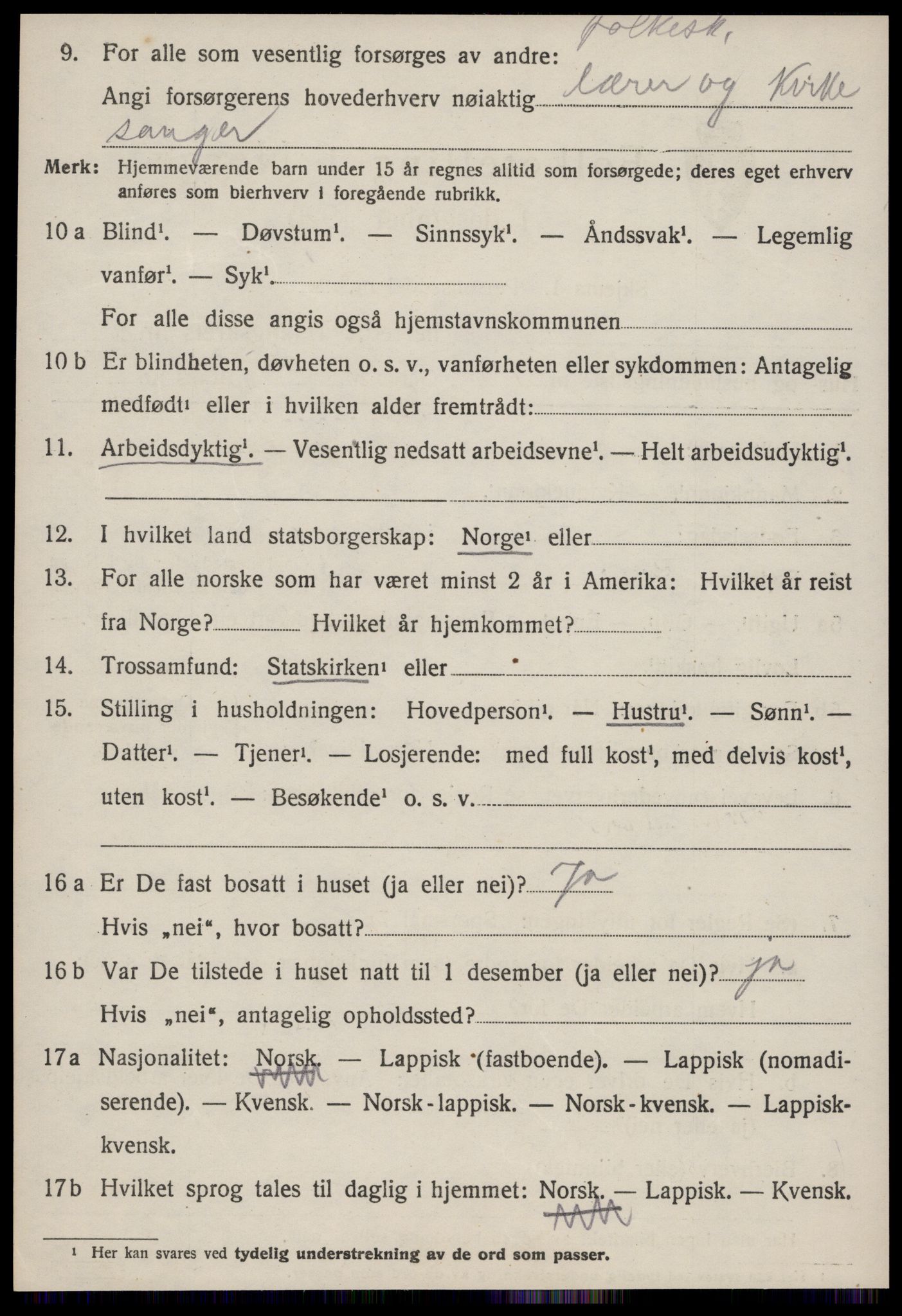 SAT, 1920 census for Strinda, 1920, p. 12919