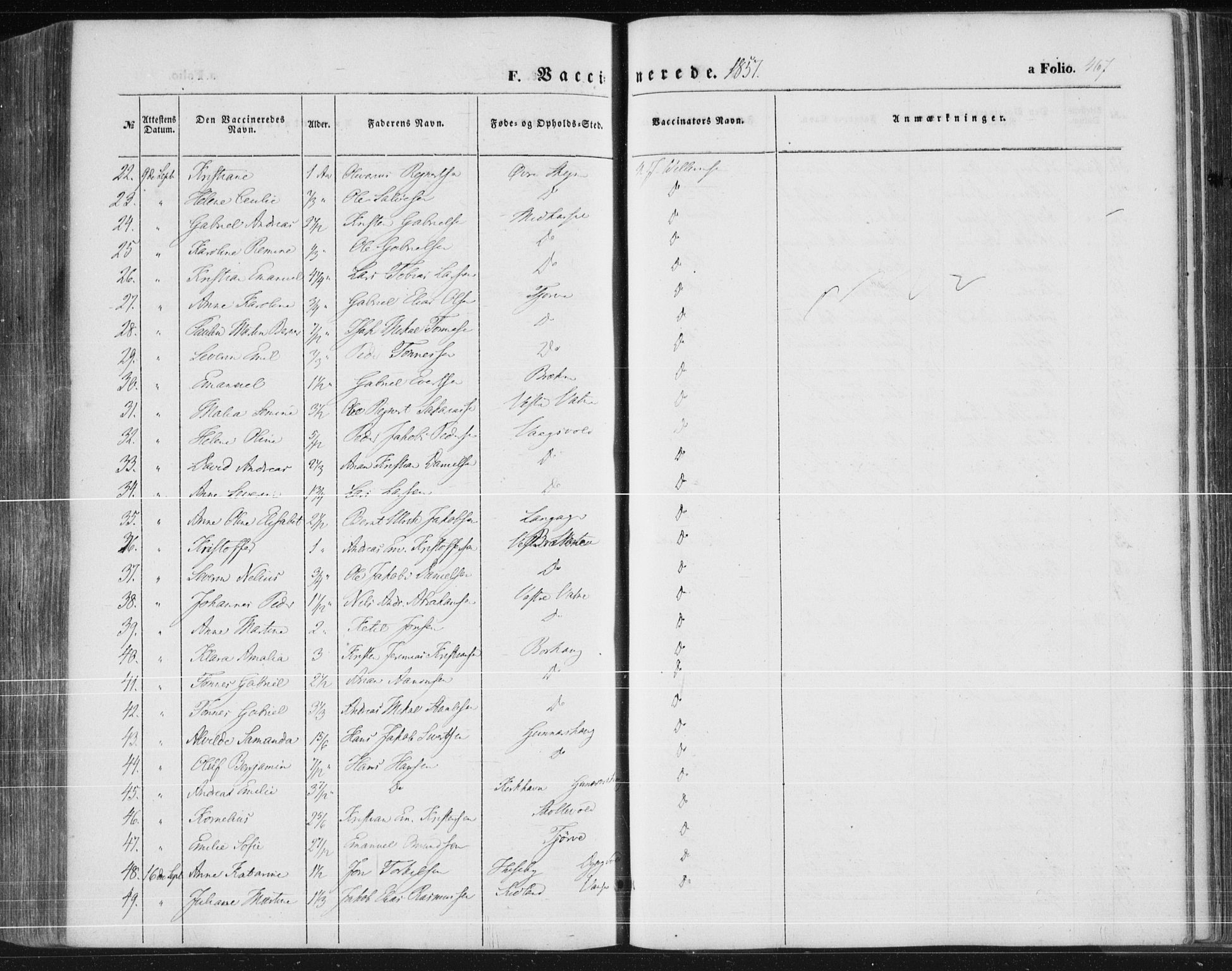 Lista sokneprestkontor, AV/SAK-1111-0027/F/Fa/L0010: Parish register (official) no. A 10, 1846-1861, p. 467