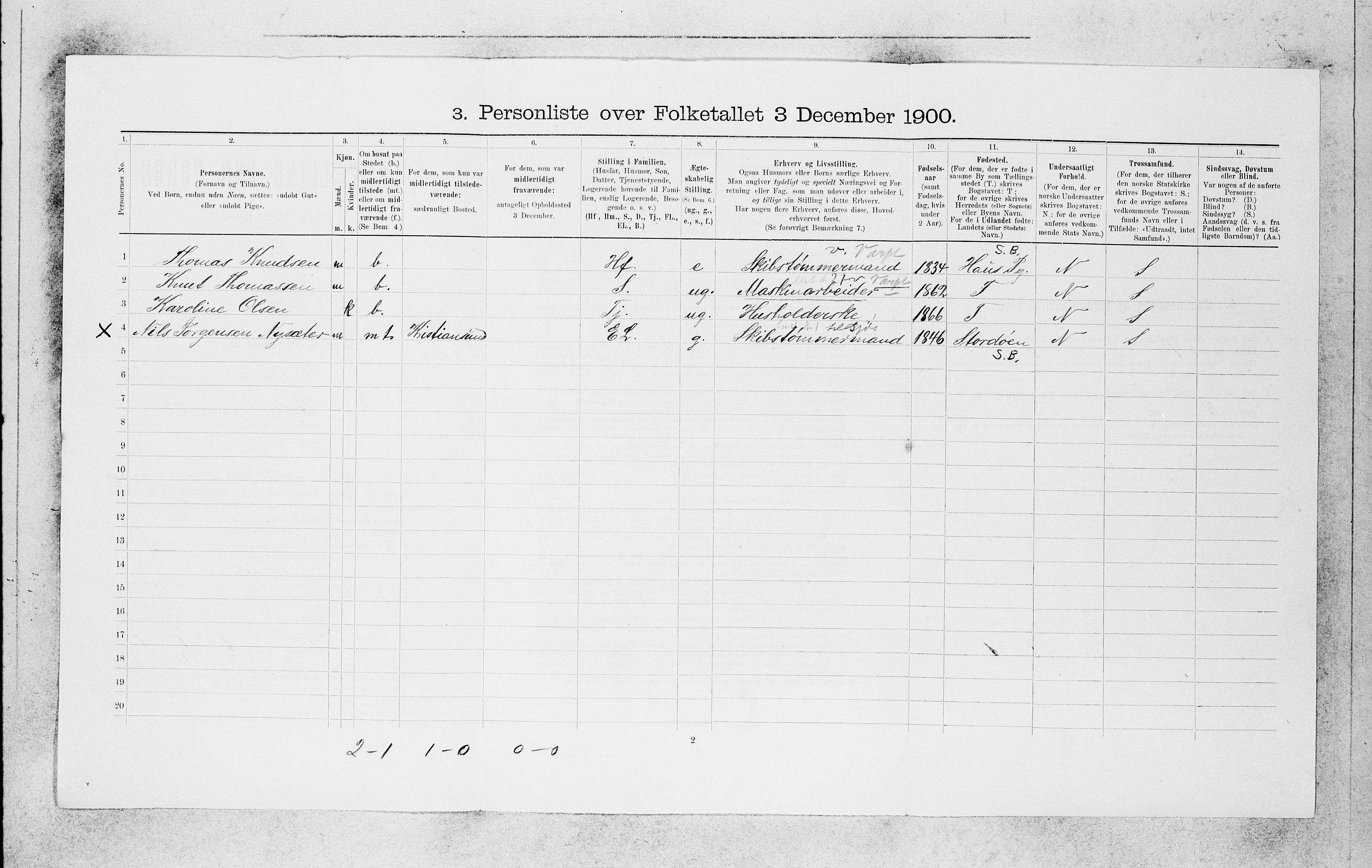 SAB, 1900 census for Bergen, 1900, p. 4718