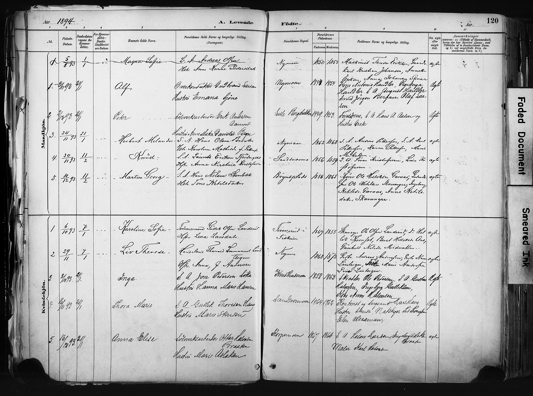 Kongsberg kirkebøker, AV/SAKO-A-22/F/Fb/L0002: Parish register (official) no. II 2, 1886-1896, p. 120