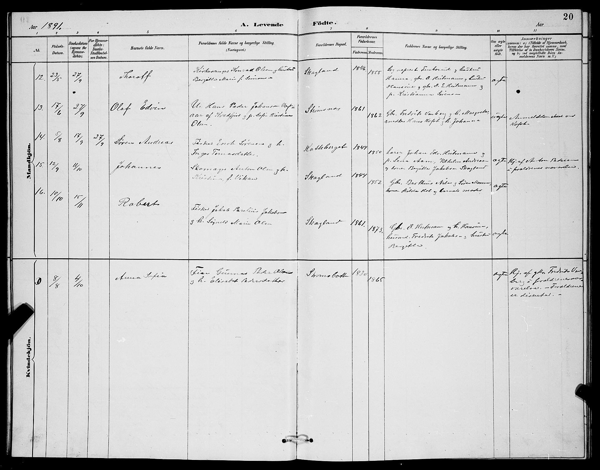 Berg sokneprestkontor, AV/SATØ-S-1318/G/Ga/Gab/L0004klokker: Parish register (copy) no. 4, 1887-1897, p. 20