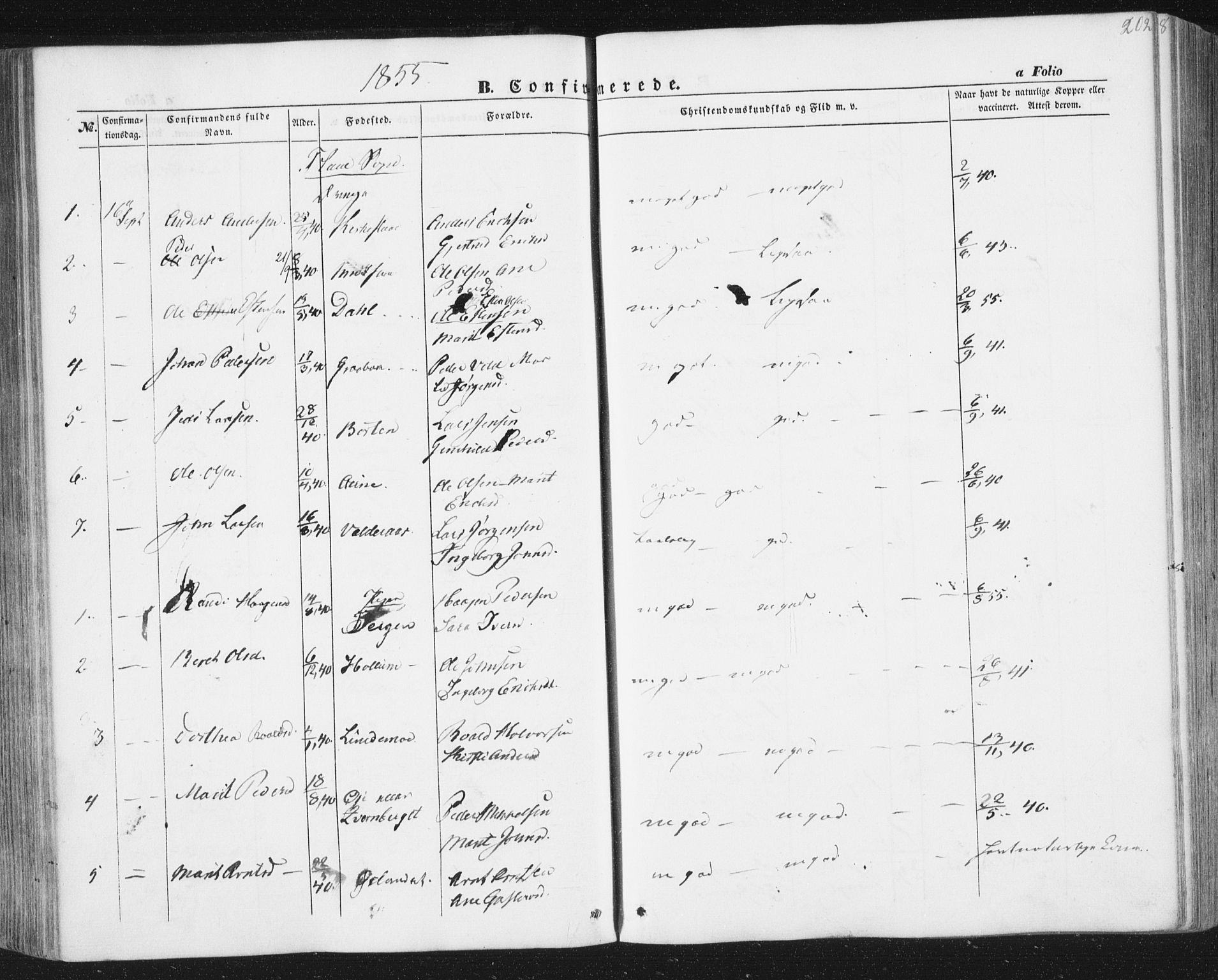 Ministerialprotokoller, klokkerbøker og fødselsregistre - Sør-Trøndelag, SAT/A-1456/691/L1076: Parish register (official) no. 691A08, 1852-1861, p. 202