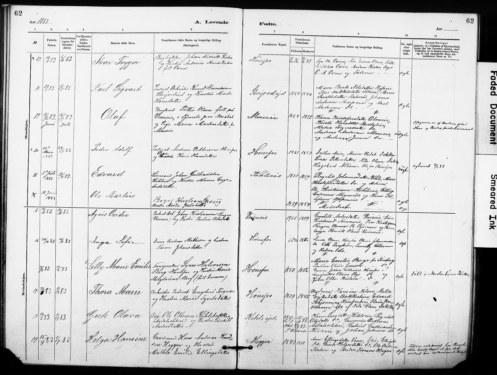 Hønefoss kirkebøker, AV/SAKO-A-609/G/Ga/L0001: Parish register (copy) no. 1, 1870-1887, p. 62