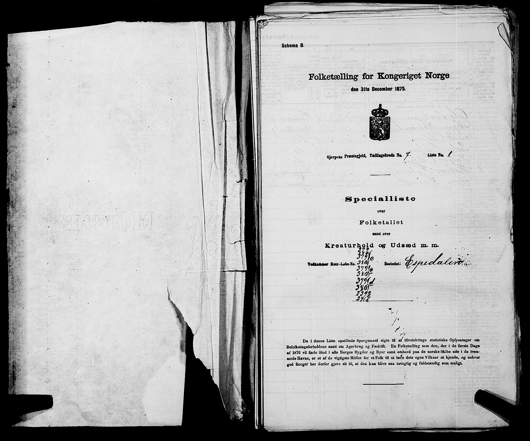 SAKO, 1875 census for 0812P Gjerpen, 1875, p. 846