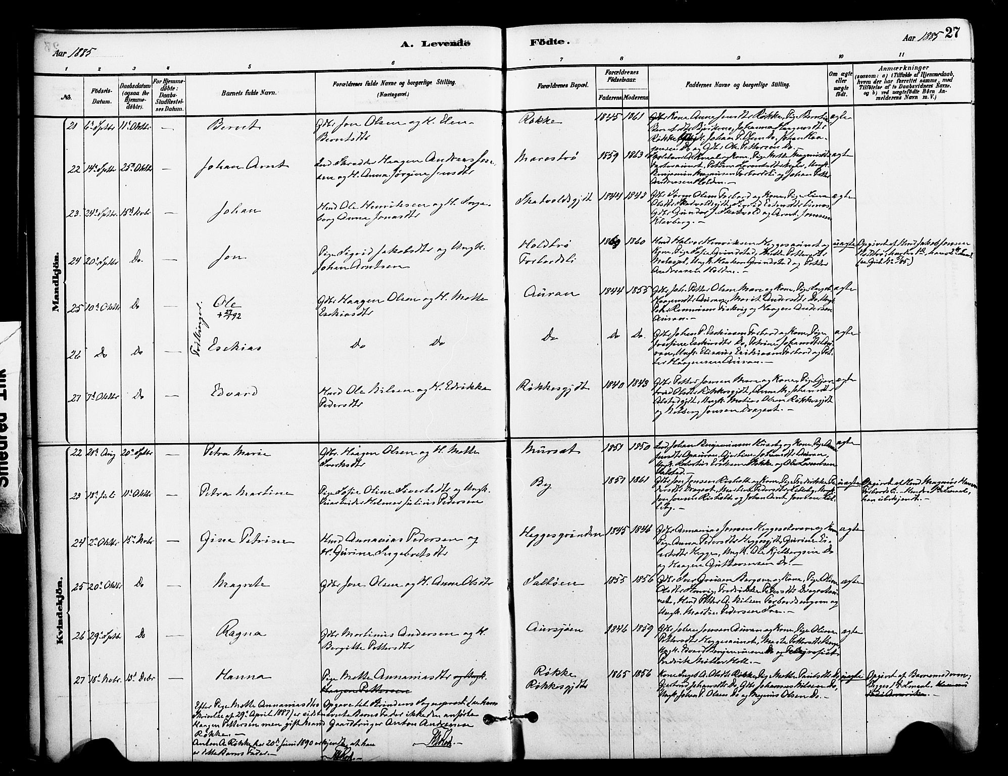 Ministerialprotokoller, klokkerbøker og fødselsregistre - Nord-Trøndelag, SAT/A-1458/712/L0100: Parish register (official) no. 712A01, 1880-1900, p. 27