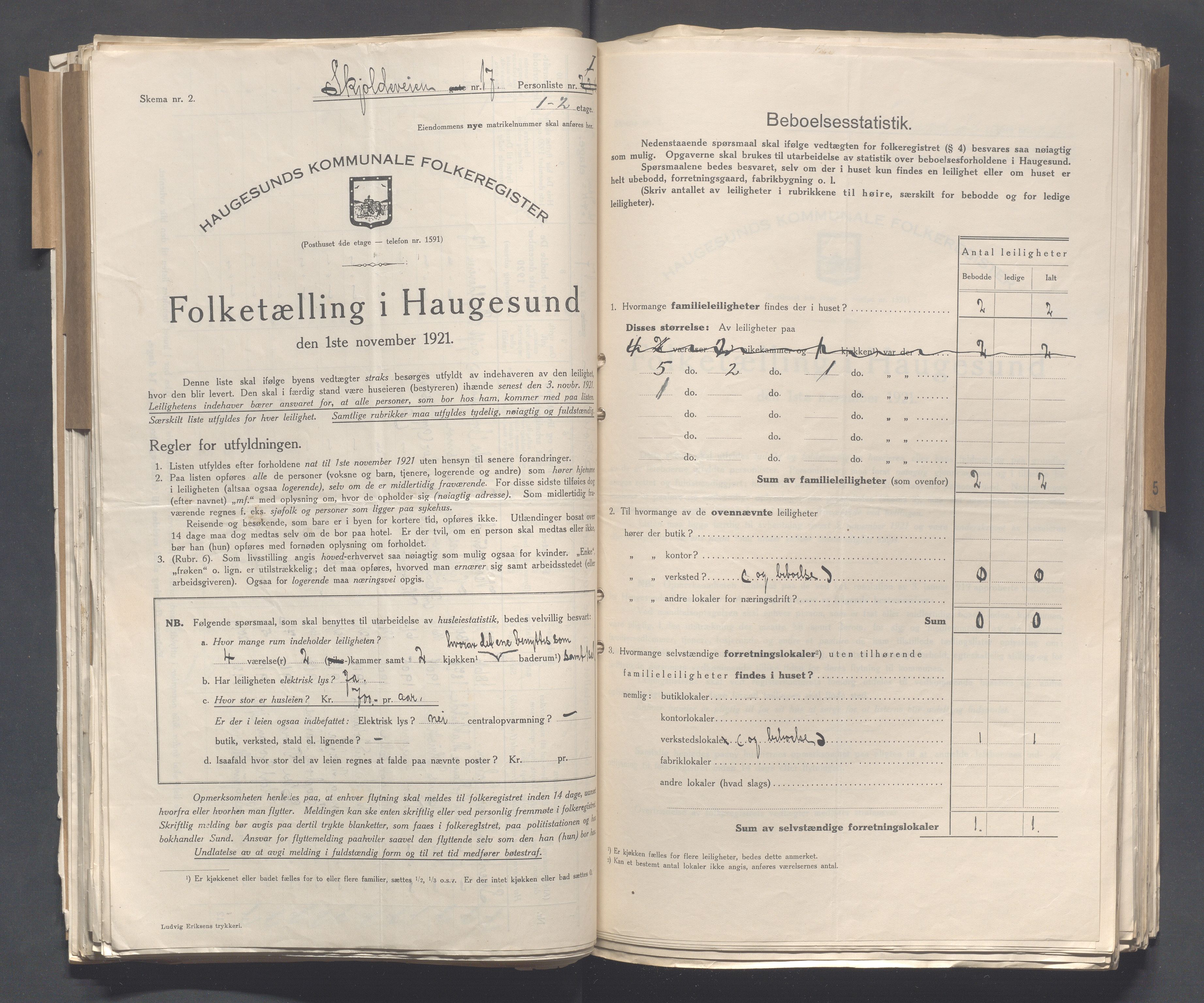 IKAR, Local census 1.11.1921 for Haugesund, 1921, p. 4013