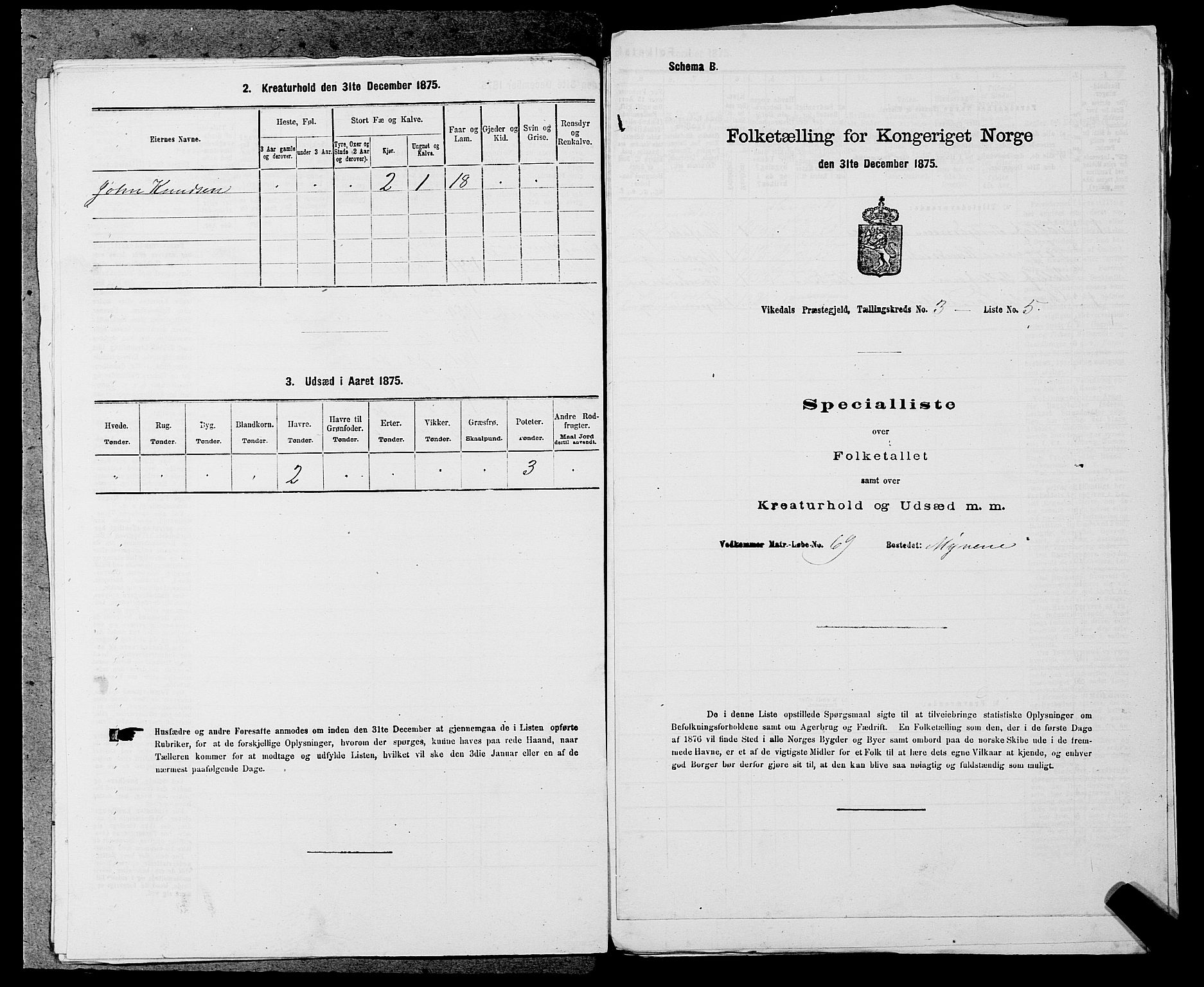 SAST, 1875 census for 1157P Vikedal, 1875, p. 349