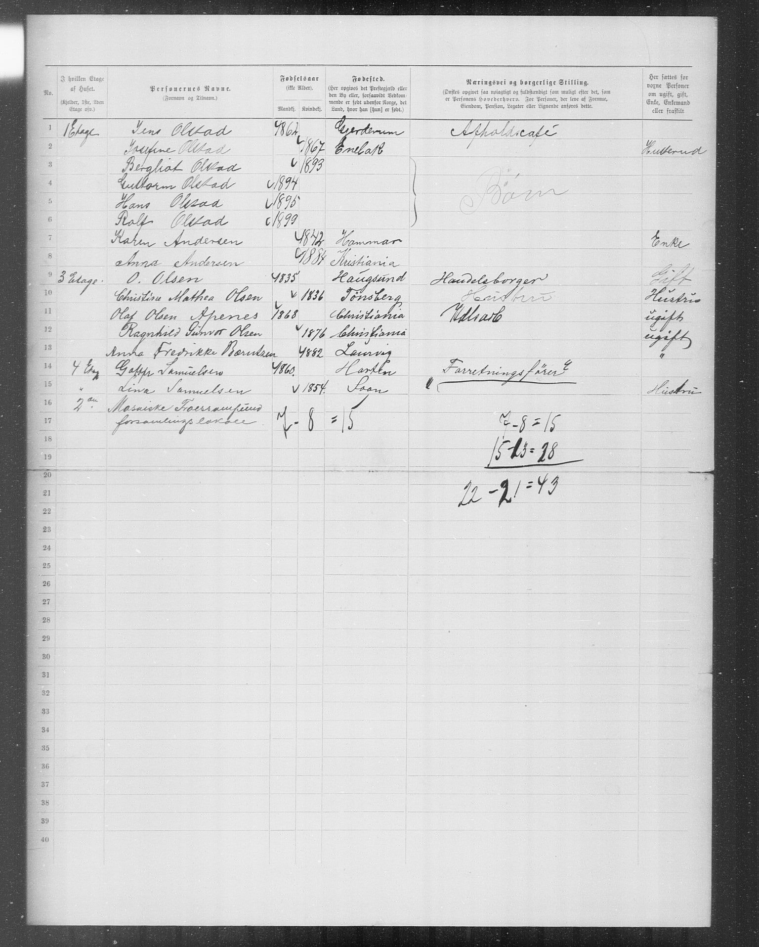 OBA, Municipal Census 1899 for Kristiania, 1899, p. 10073