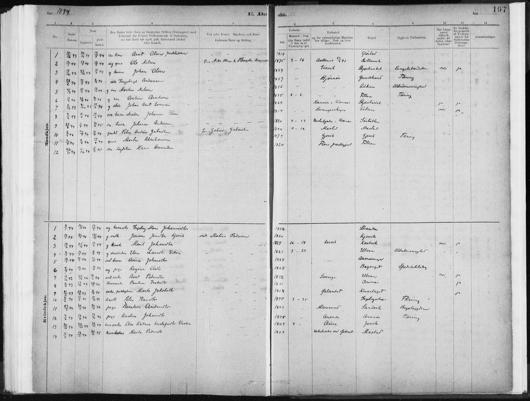 Ministerialprotokoller, klokkerbøker og fødselsregistre - Sør-Trøndelag, AV/SAT-A-1456/637/L0558: Parish register (official) no. 637A01, 1882-1899, p. 197