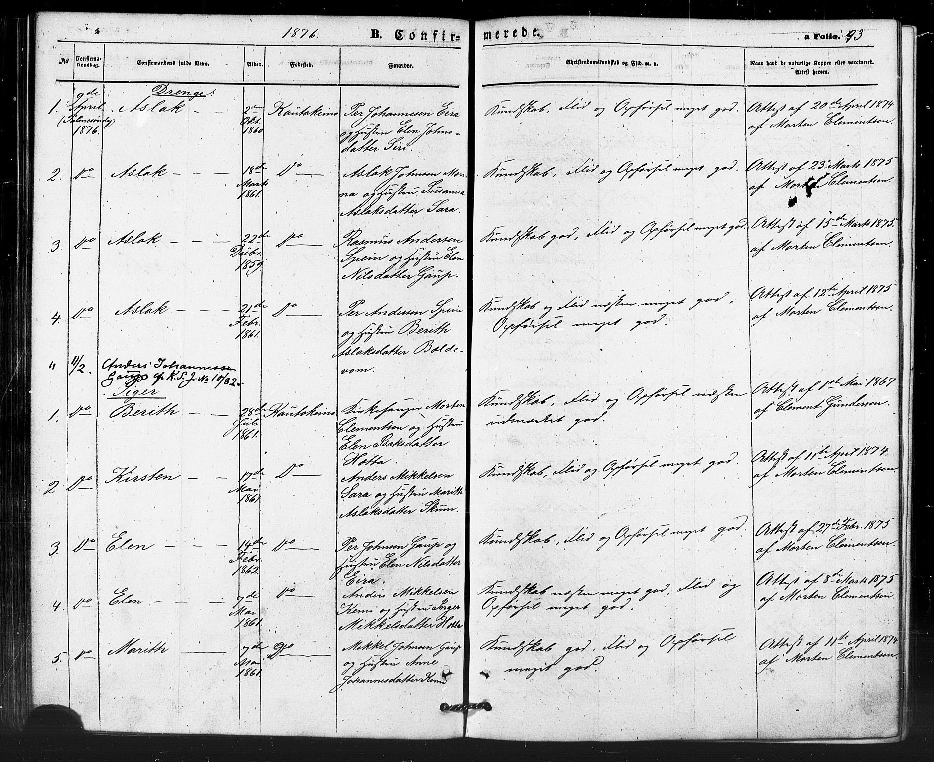 Kautokeino sokneprestembete, SATØ/S-1340/H/Ha/L0003.kirke: Parish register (official) no. 3, 1862-1879, p. 93