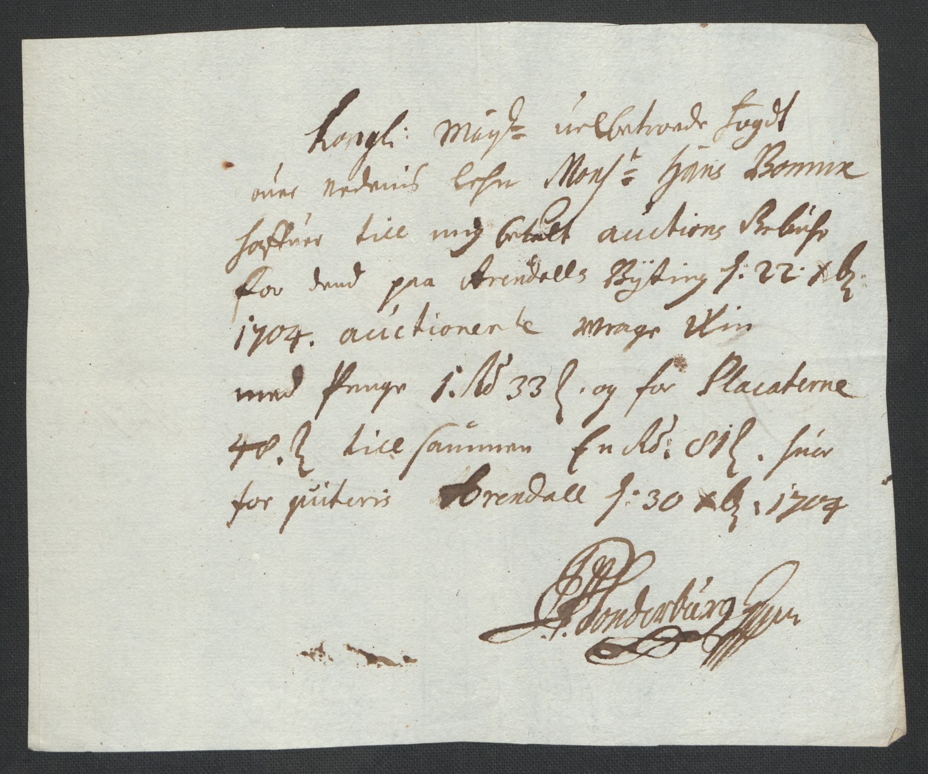 Rentekammeret inntil 1814, Reviderte regnskaper, Fogderegnskap, AV/RA-EA-4092/R39/L2317: Fogderegnskap Nedenes, 1704-1705, p. 42