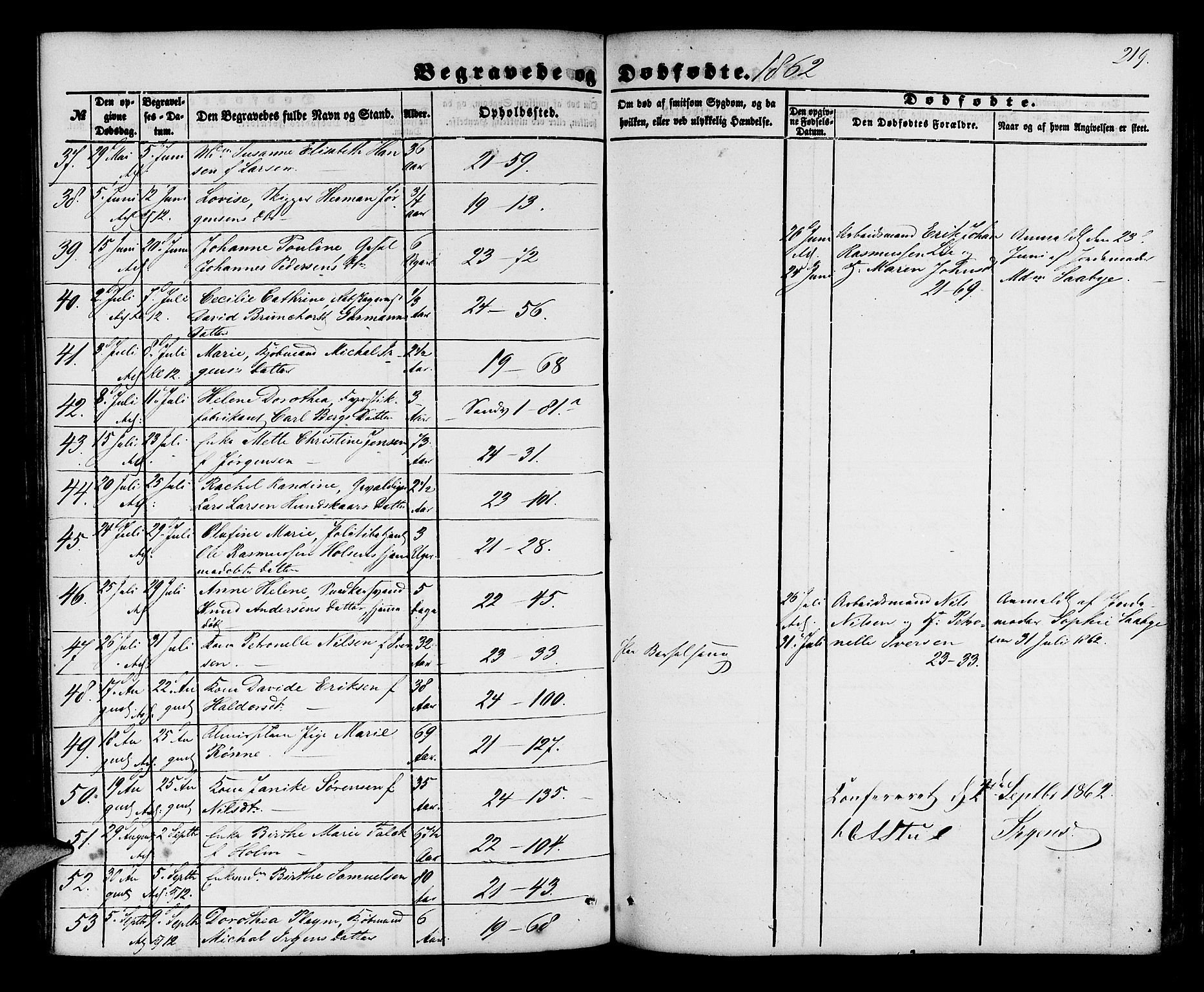 Korskirken sokneprestembete, AV/SAB-A-76101/H/Hab: Parish register (copy) no. E 2, 1851-1871, p. 219