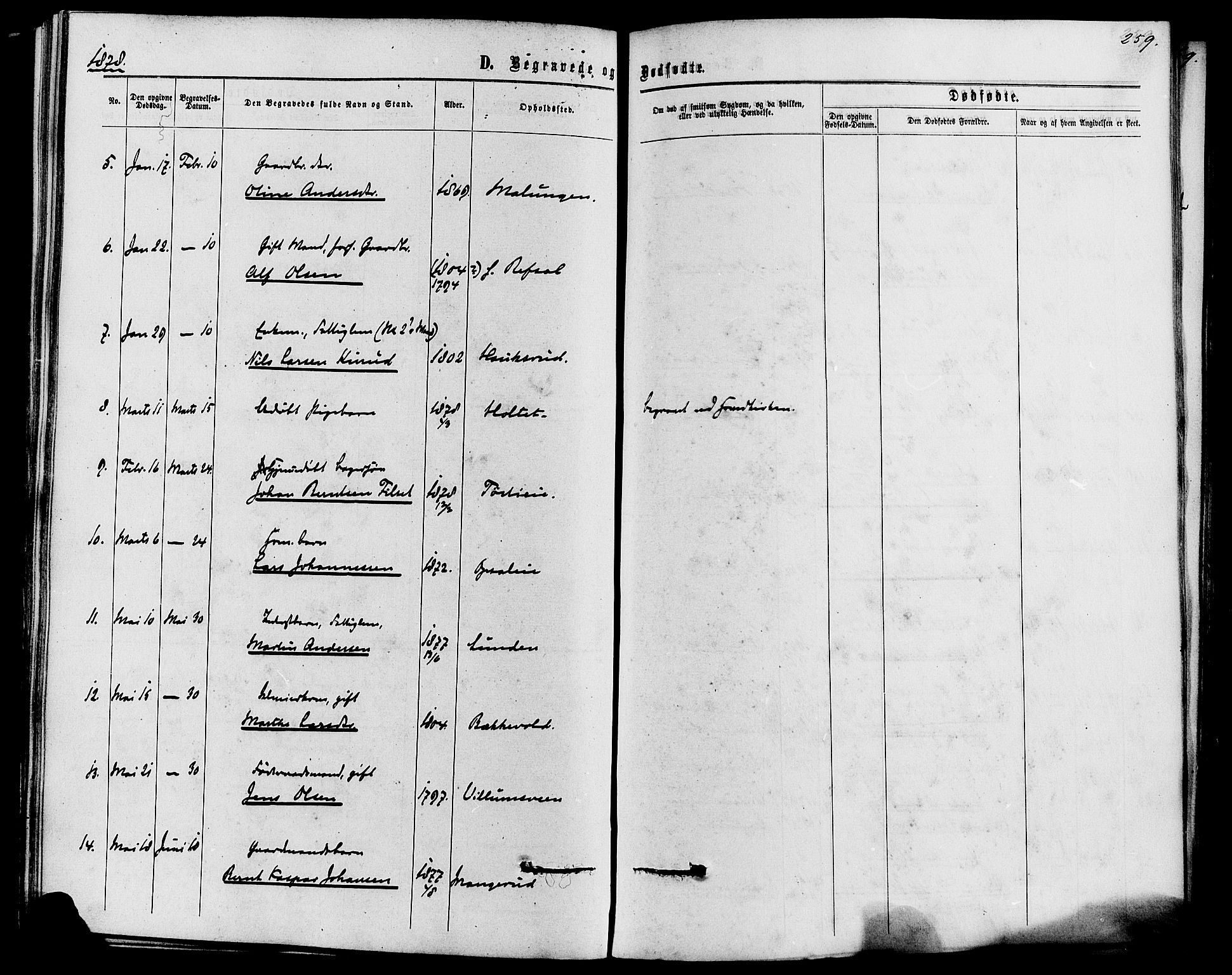 Romedal prestekontor, SAH/PREST-004/K/L0006: Parish register (official) no. 6, 1866-1886, p. 259