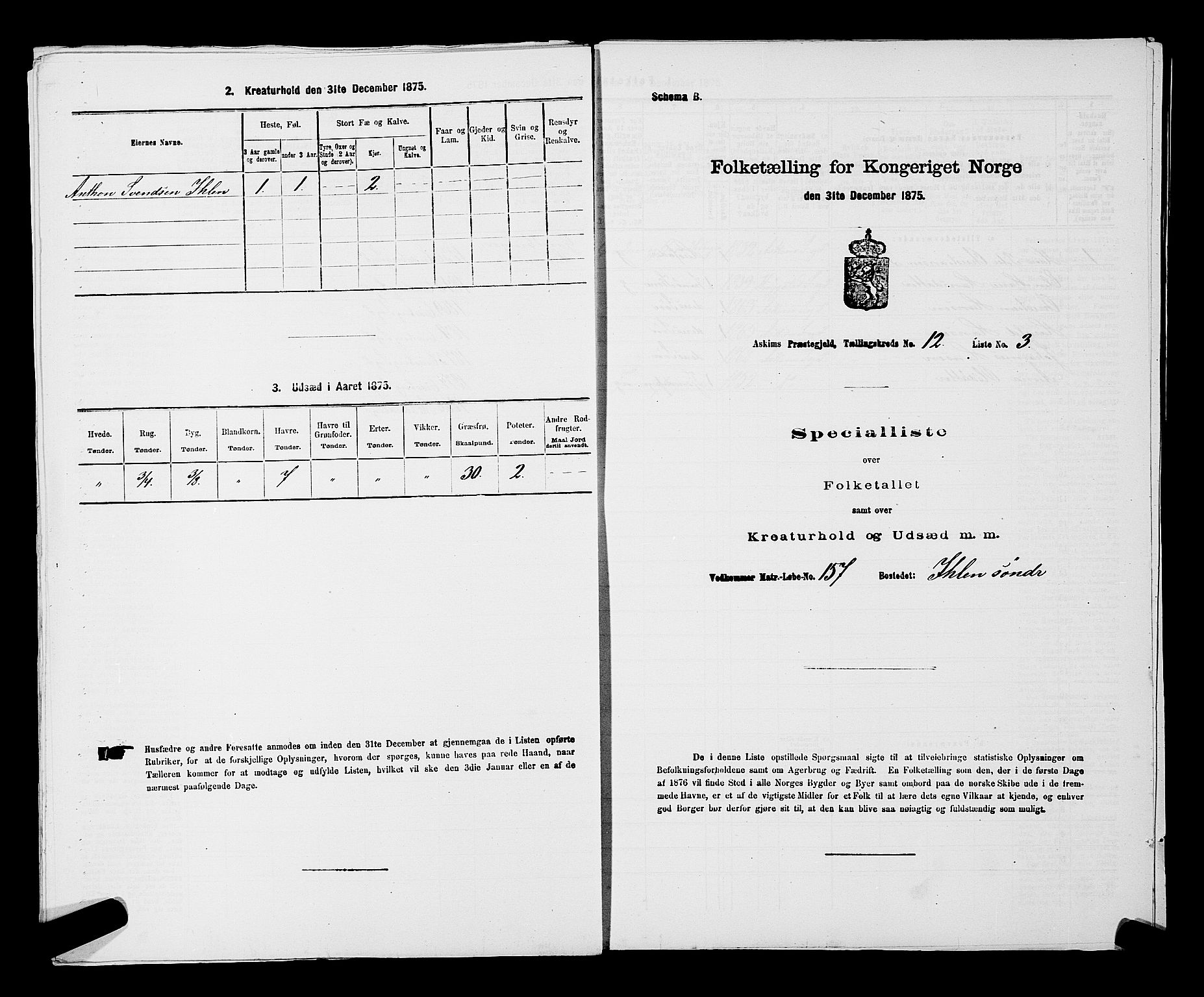 RA, 1875 census for 0124P Askim, 1875, p. 825