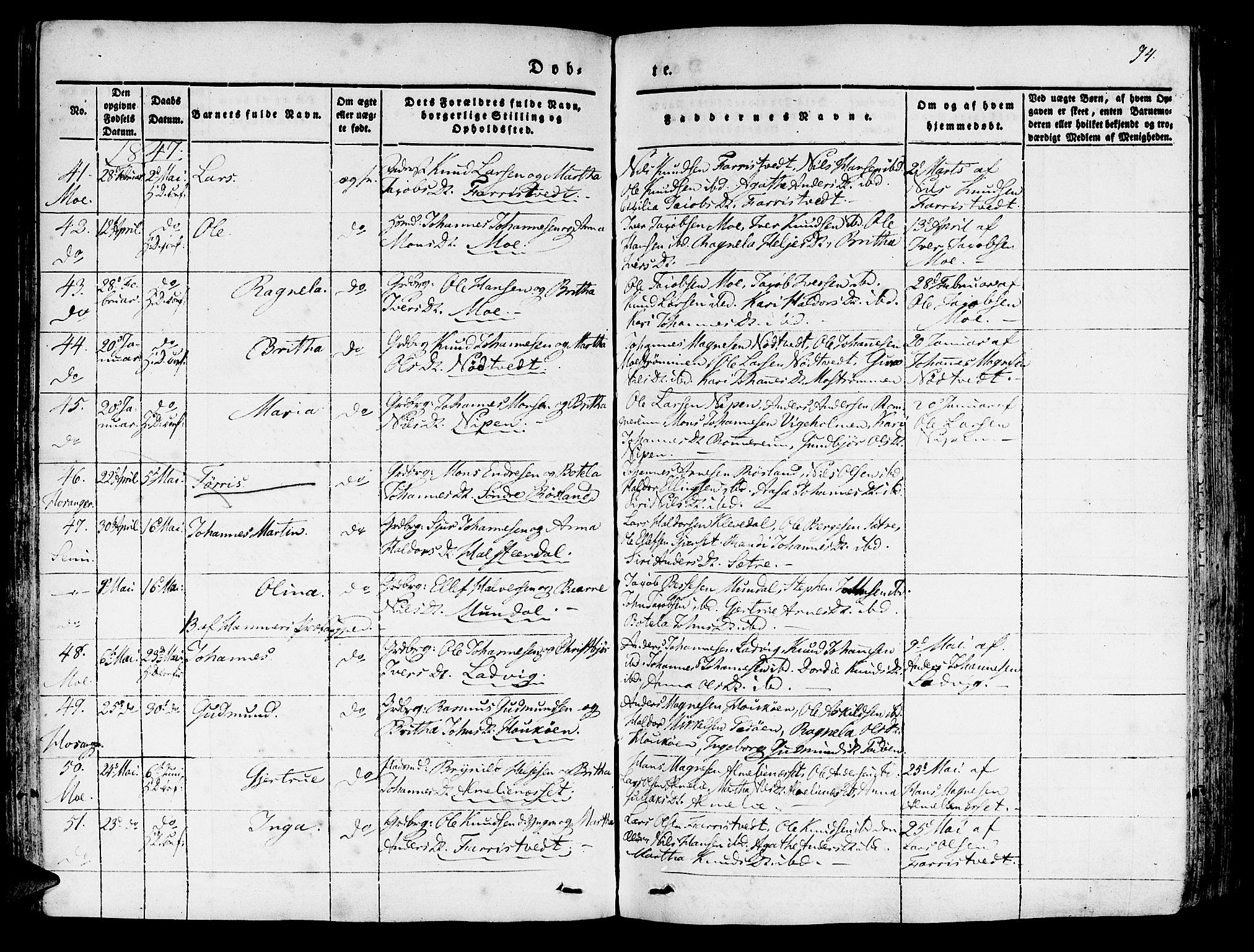 Hosanger sokneprestembete, AV/SAB-A-75801/H/Haa: Parish register (official) no. A 7, 1835-1848, p. 94