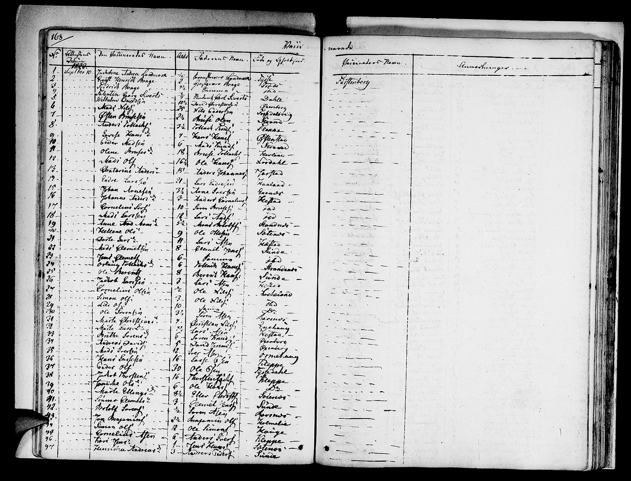 Fjaler sokneprestembete, SAB/A-79801/H/Haa/Haaa/L0005: Parish register (official) no. A 5, 1821-1835, p. 168