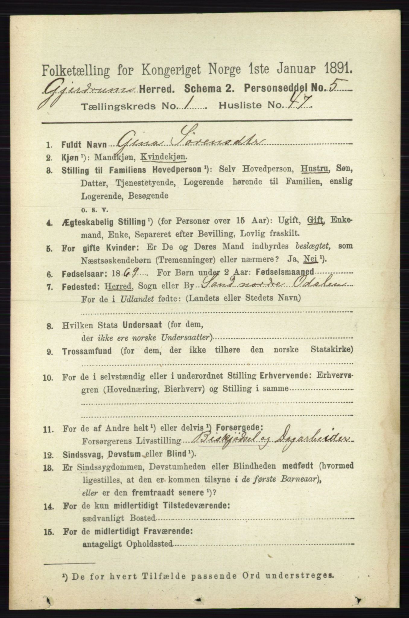 RA, 1891 census for 0234 Gjerdrum, 1891, p. 377