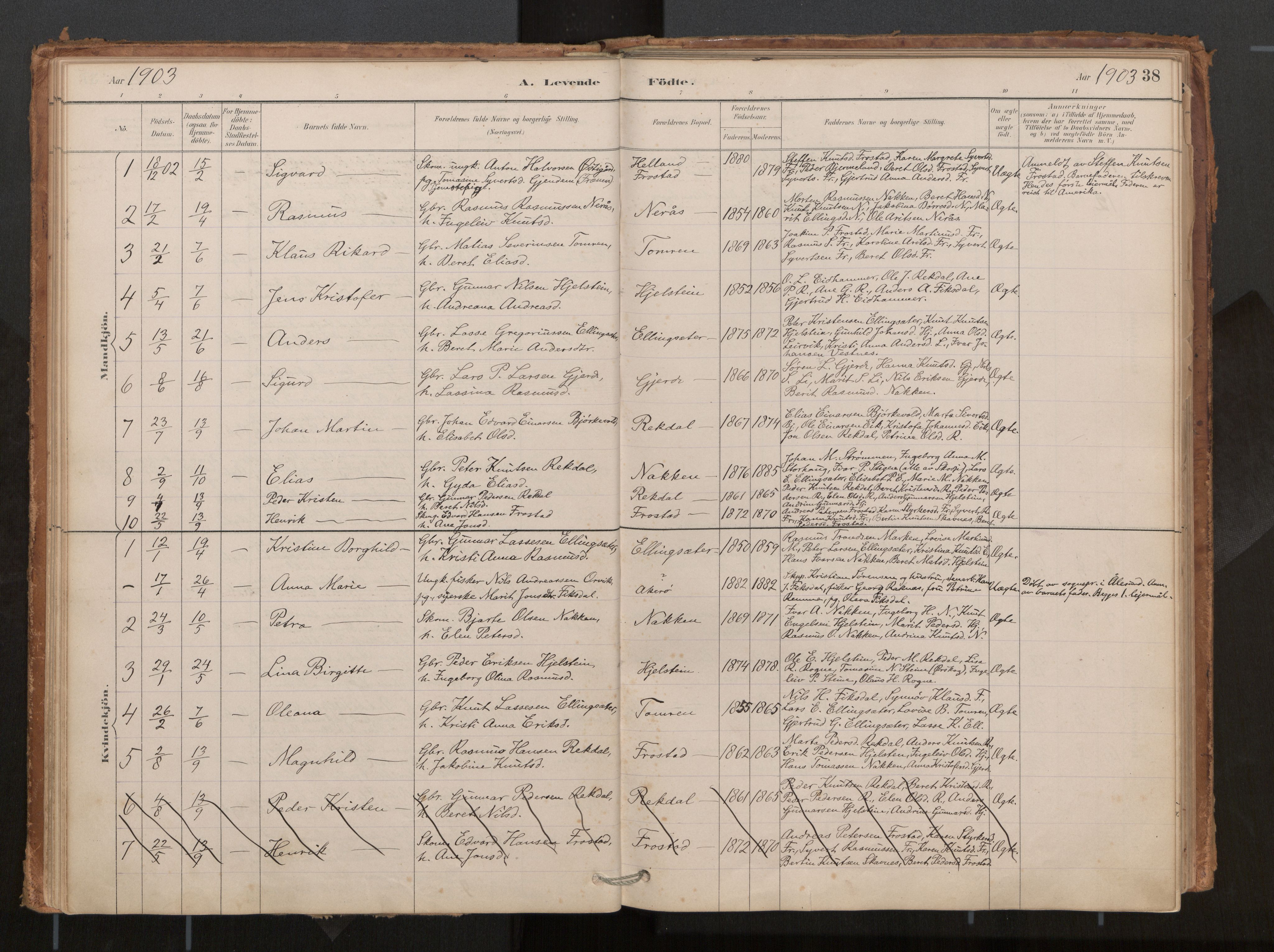 Ministerialprotokoller, klokkerbøker og fødselsregistre - Møre og Romsdal, AV/SAT-A-1454/540/L0540a: Parish register (official) no. 540A02, 1884-1908, p. 38