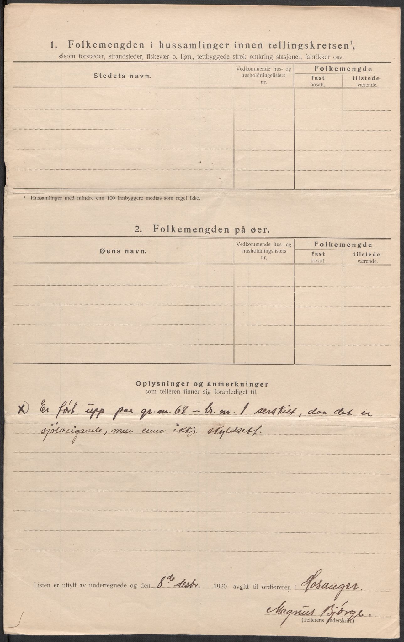 SAB, 1920 census for Hosanger, 1920, p. 54